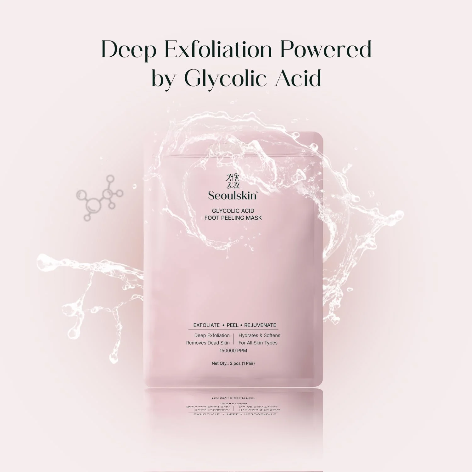 ماسک لایه بردار پا با اسید گلیکولیک SeoulSkin (یک جفت)، لایه برداری و حذف پوست مرده پا | لایه برداری عمیق با اسید گلیکولیک، حذف پوست مرده، بدون تست حیوانی