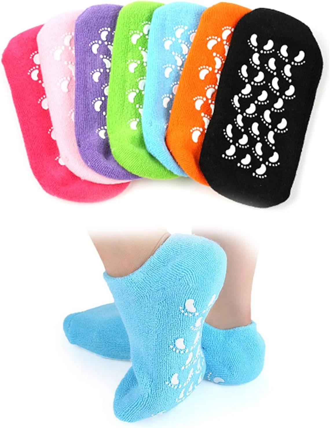 جوراب و دستکش ژلی مرطوب کننده و لایه بردار پا SHOWAY SGS، مراقبت از دست و پا، جوراب نخی رنگارنگ