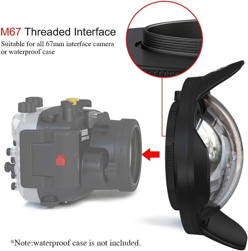 لنز زاویه باز دوربین Sea frogs با رابط 67 میلیمتری برای دوربینهای سونی، کانن، نیکون، فوجیفیلم و محفظه Meikon برای غواصی در زیر آب لنز زاویه باز دوربین Sea frogs با رابط 67 میلیمتری برای دوربینهای سونی، کانن، نیکون، فوجیفیلم و محفظه Meikon برای غواصی در زیر آب