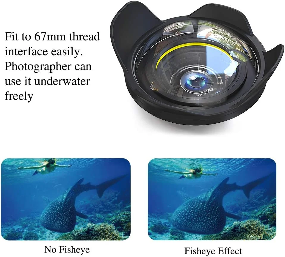 لنز زاویه باز دوربین Sea frogs با رابط 67 میلیمتری برای دوربینهای سونی، کانن، نیکون، فوجیفیلم و محفظه Meikon برای غواصی در زیر آب لنز زاویه باز دوربین Sea frogs با رابط 67 میلیمتری برای دوربینهای سونی، کانن، نیکون، فوجیفیلم و محفظه Meikon برای غواصی در زیر آب
