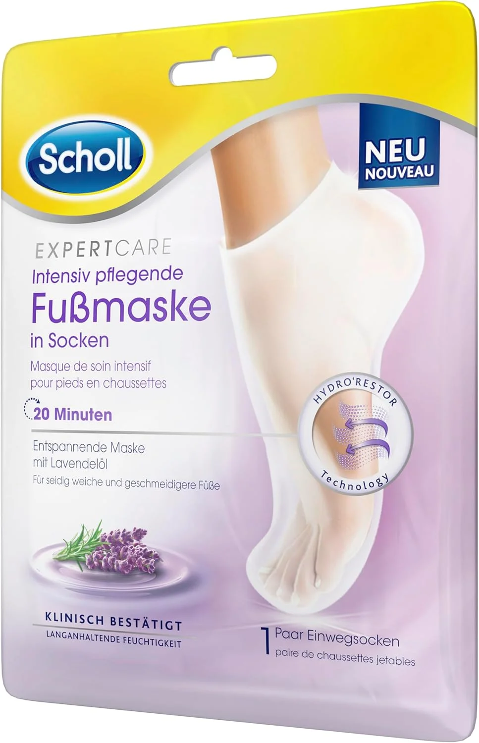 ماسک پا مغذی و ترمیم کننده قوی اسکول Expertcare حاوی روغن اسطوخودوس - مراقبت مرطوب کننده - 1 جفت جوراب یکبار مصرف