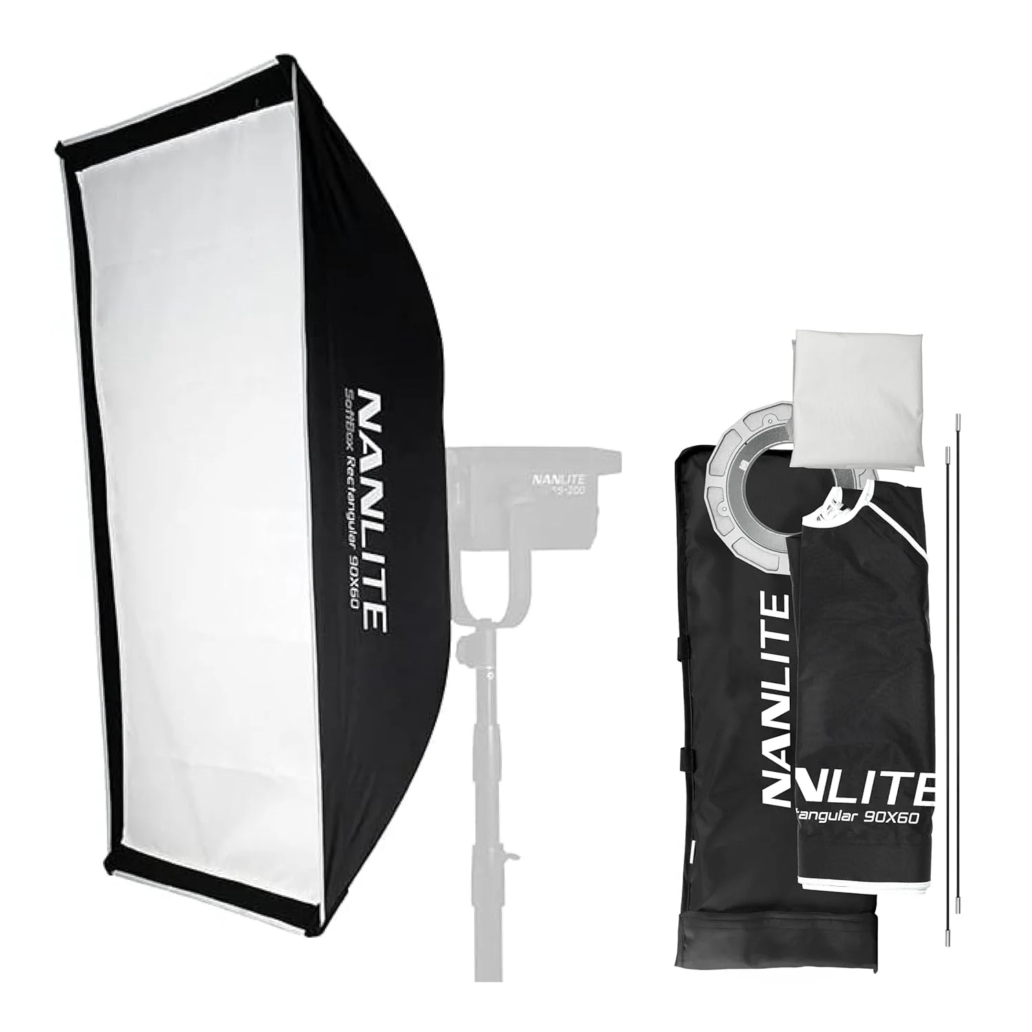 نانلایت سافت باکس مستطیلی 90x60 سانتی متر با مانت بوئنز، دیفیوزر نور نرم و کیف