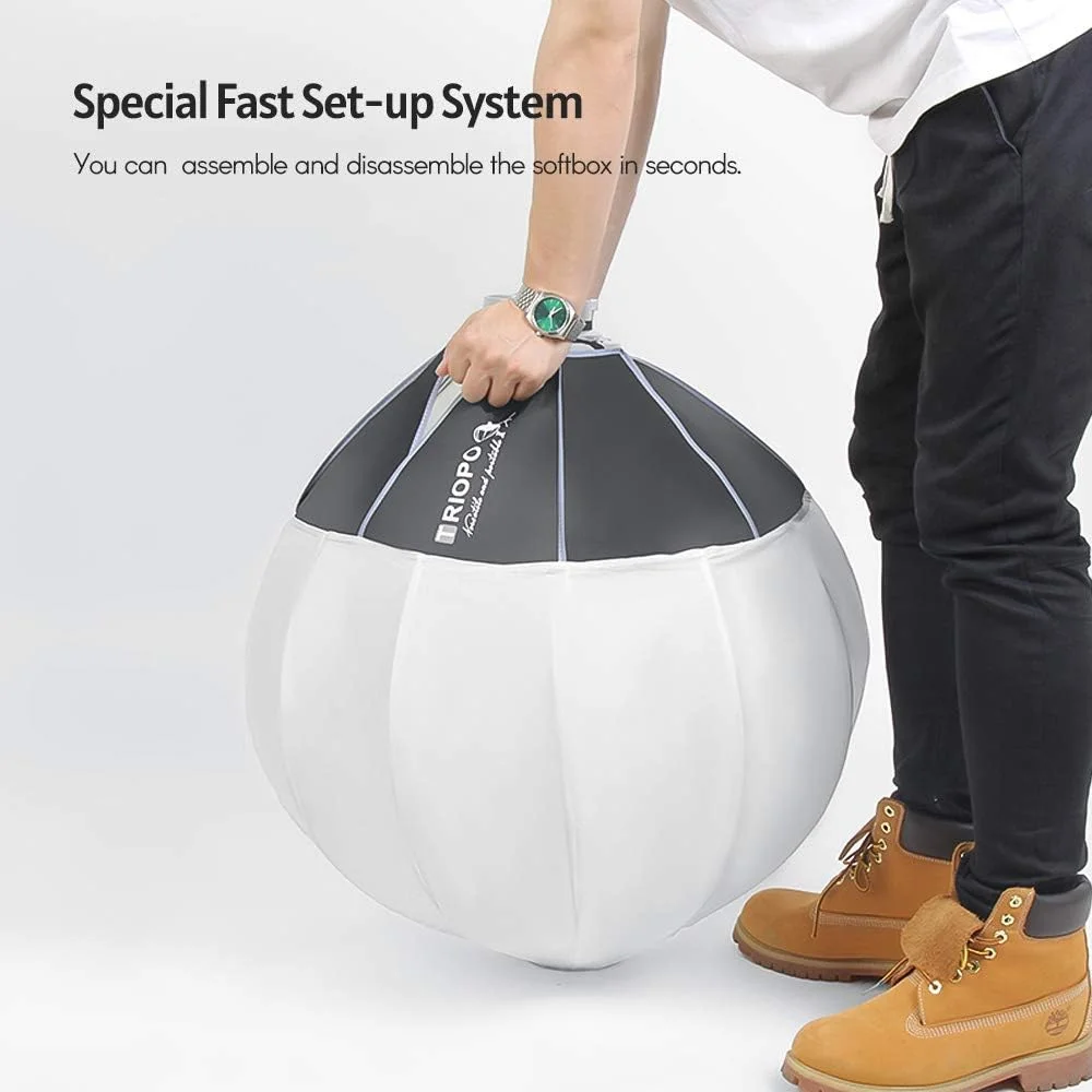 سافت باکس فانوسی Morelian KQ65 با قطر 65 سانتی متر / 26 اینچ، سافت باکس کروی تاشو با نصب سریع و مانت بوئنز، مناسب نورپردازی استودیویی عکاسی و فیلمبرداری