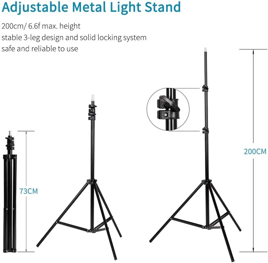 کیت نور LED سافت باکس استودیویی عکاسی و فیلمبرداری Morelian Andoer شامل سافت باکس 20x28 اینچی، چراغ های LED دیمر پذیر 45 واتی دو رنگ با دمای 2700K/5500K، پایه های نور 2 متری و کیف حمل، 3 بسته