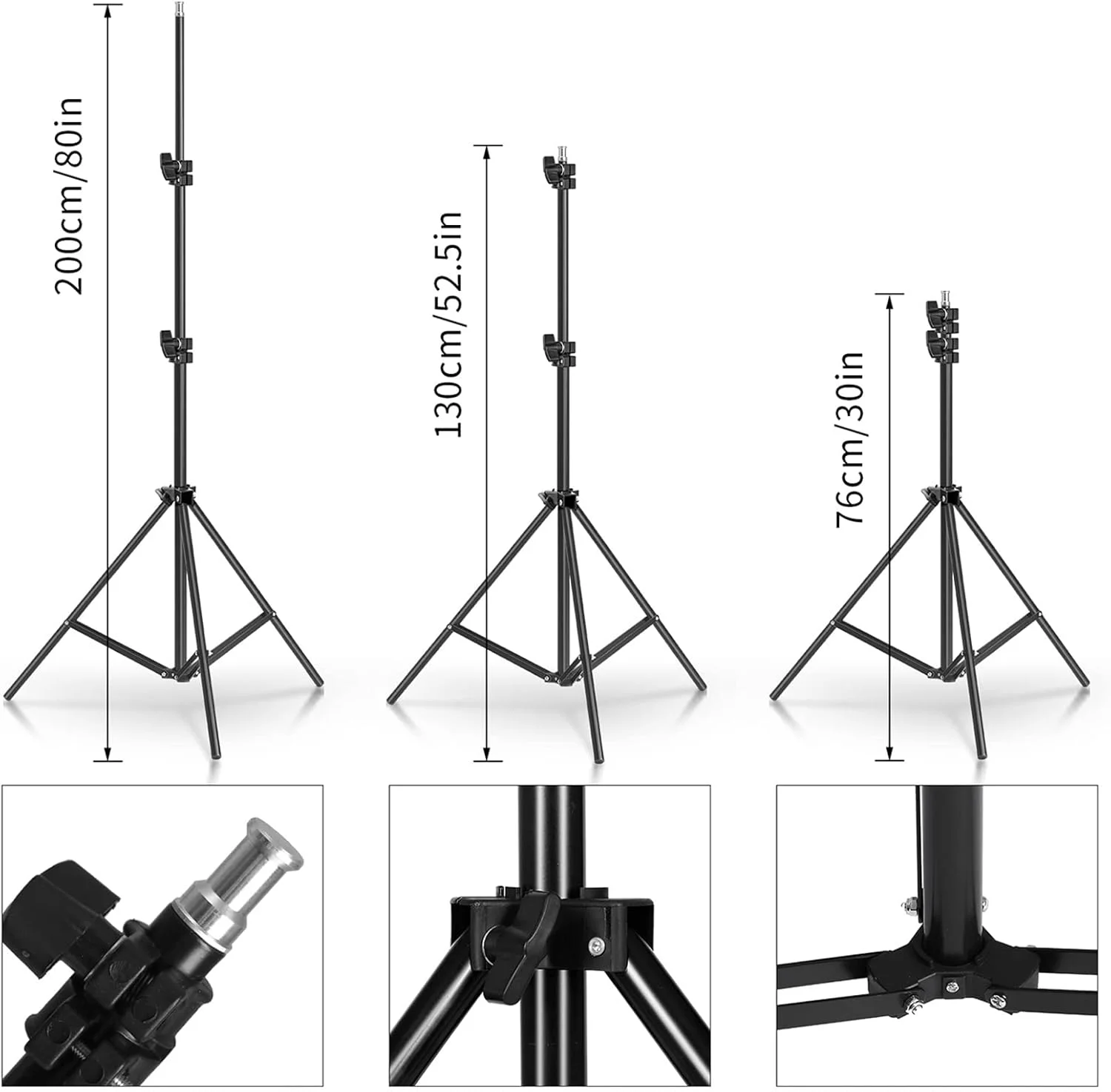 کیت نورپردازی استودیویی Morelian شامل لامپ های LED 45 واتی، سافت باکس 50x70 سانتی متری، چتر عکاسی سفید 33 اینچی، سرپیچ لامپ E27، پایه های نور 2 متری و 3 عدد پس زمینه