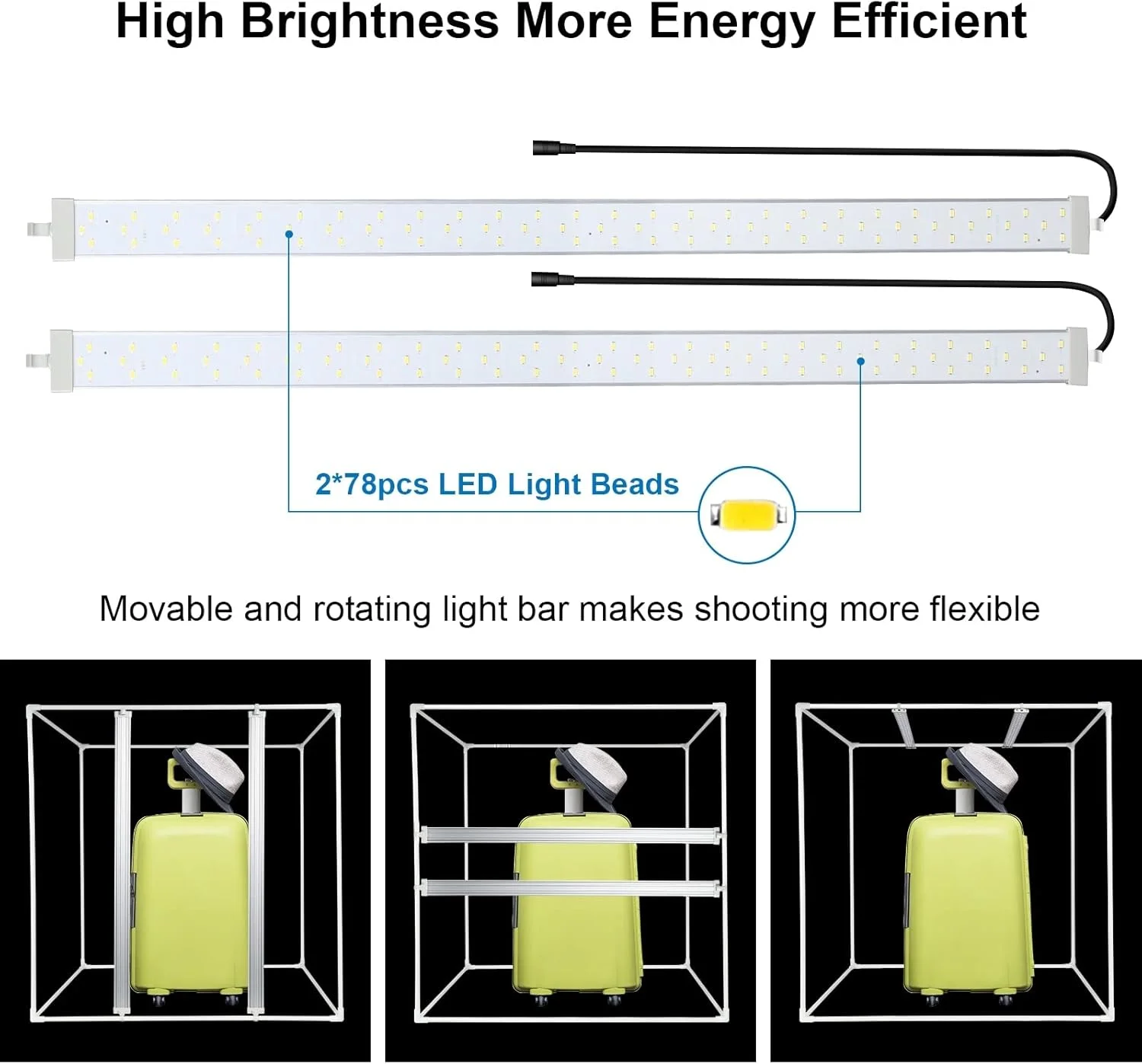 چادر نور LED تاشو بزرگ Morelian PU5080، ابعاد 80 * 80 * 80 سانتی متر، جعبه نور استودیویی رومیزی 80 وات سافت باکس با 156 عدد مهره LED، دمای رنگ 5500K با قابلیت تنظیم نور به همراه 3 پس زمینه رنگی برای عکاسی از محصولات استودیویی