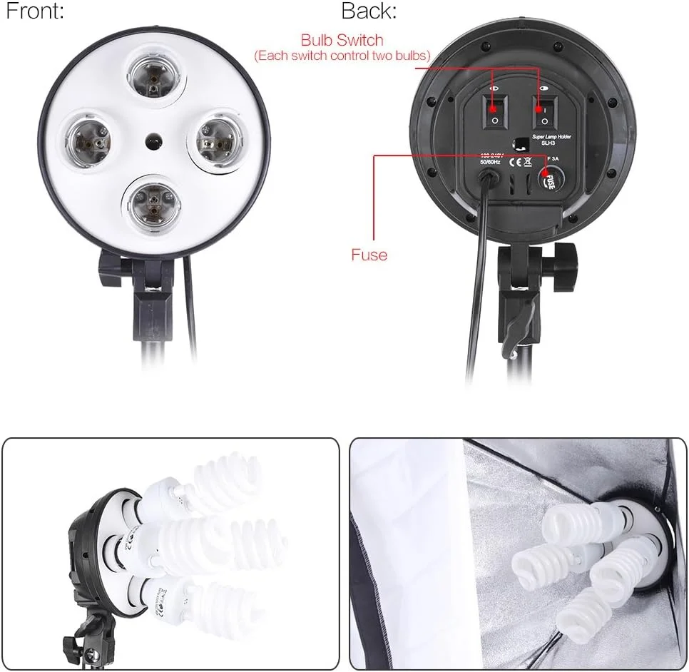 کیت نورپردازی استودیویی Morelian شامل 3 عدد سافت باکس 50 * 70 سانتی متر، 12 عدد لامپ 45 وات، 3 عدد سرپیچ 4 در 1، 3 عدد پایه نور 2 متری، 1 عدد بازوی بوم 1.6 متری، پرده پس زمینه 1.6m*3m مشکی، سفید و سبز، 1 عدد پایه پرده پس زمینه 2m*3m