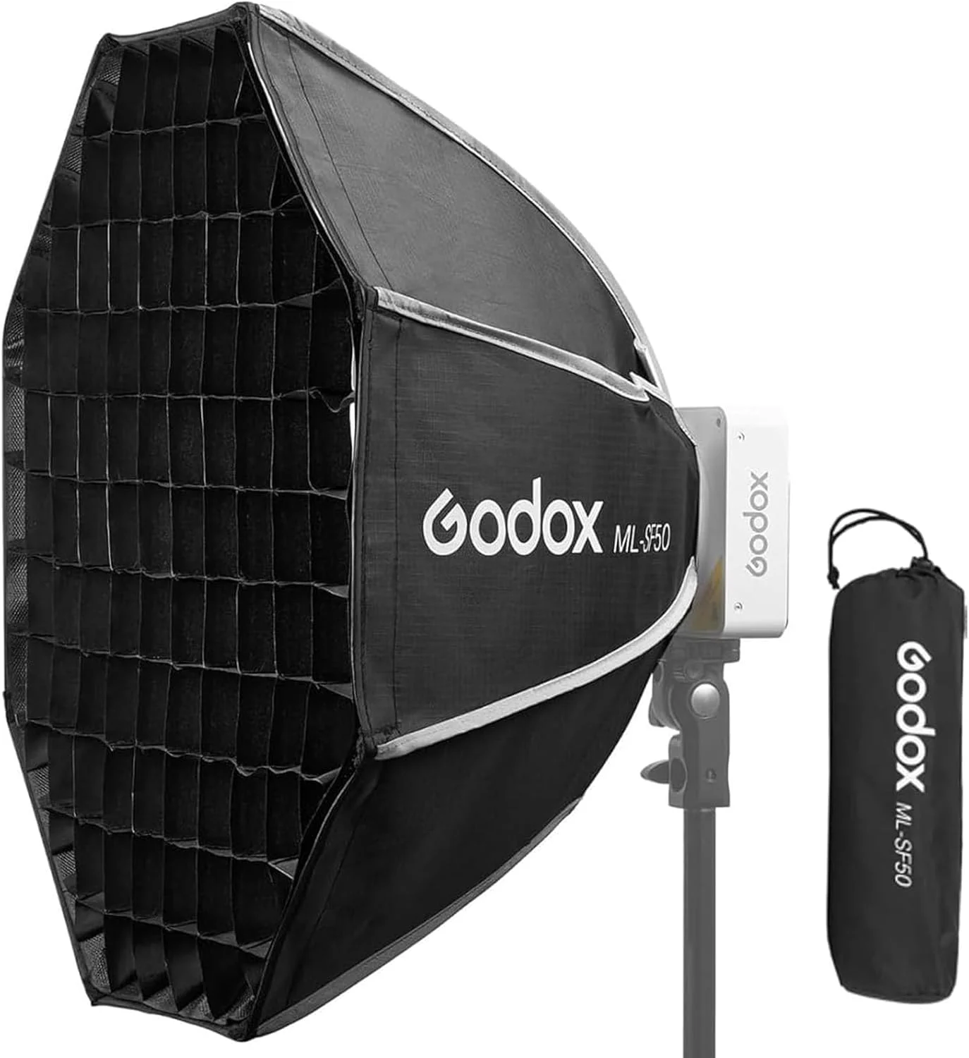 سافت باکس هشت ضلعی Godox ML-SF50، 50cmX50cm، سفید/بی رنگ، پارچه ای، سازگار با Godox ML100Bi، ML60IIBi، ML60Bi، ML60، ML30Bi، ML30 و غیره