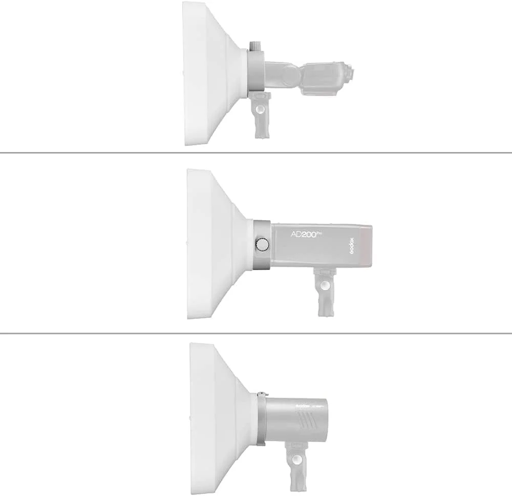 کیت سافت باکس گودکس ML-CS1625 به همراه 3 آداپتور، سازگار با Godox V1Pro, AD200Pro II, AD100Pro, AD300Pro, AD400Pro, V860III V850III TT685II ML30, ML30Bi, ML100Bi, ML60Bi, ML60IIBi و غیره
