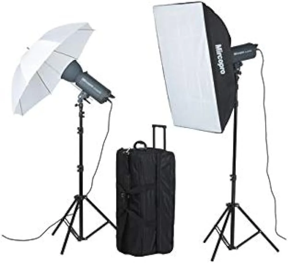 کیت نورپردازی ویدئویی MIRCOPRO مدل EX300S (شامل 2 عدد نور، 2 عدد پایه، 1 عدد رفلکتور، 1 عدد سافت باکس 60 در 90 سانتی متر، 1 عدد چتر 80 سانتی متر و 1 عدد کیف کیت)