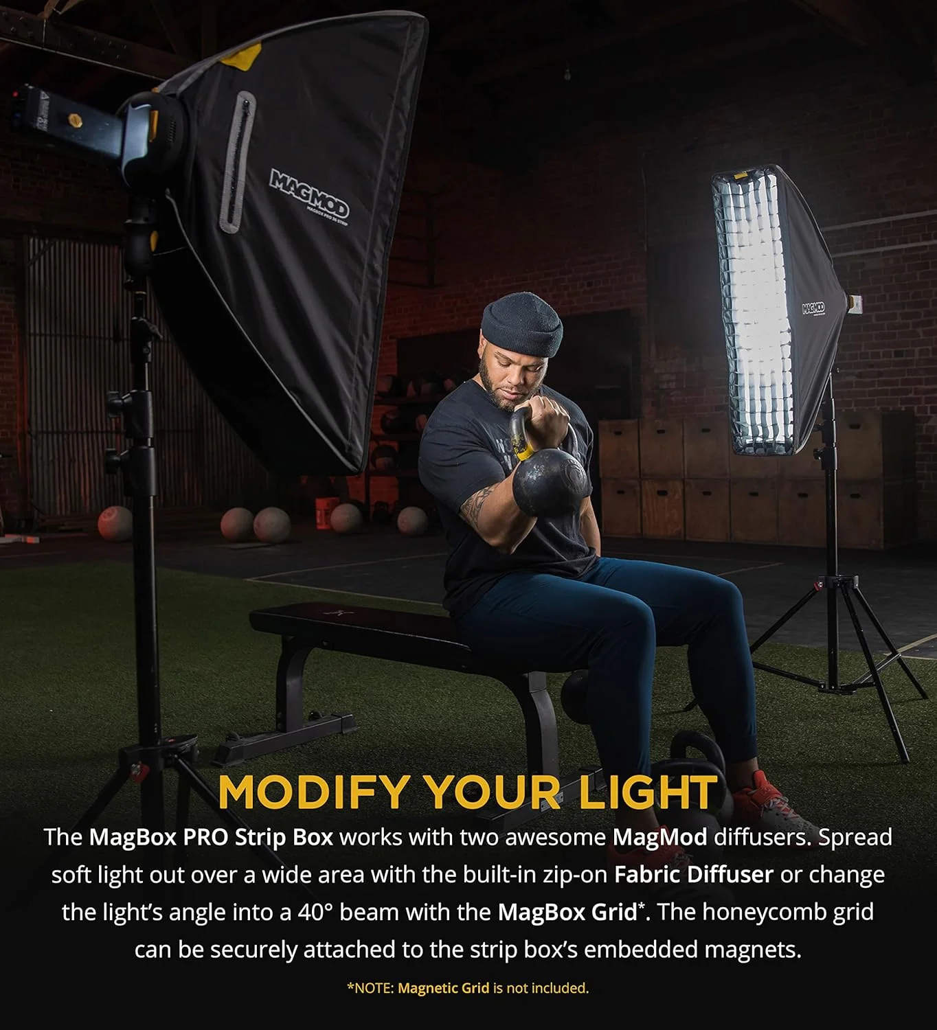 سافت باکس نواری 36 اینچی MagMod MagBox PRO با شکاف ژل یکپارچه و جیب نگهداری برای دیفیوزر پارچه ای - سازگار با فلاش های اسپیدلایت و استروب