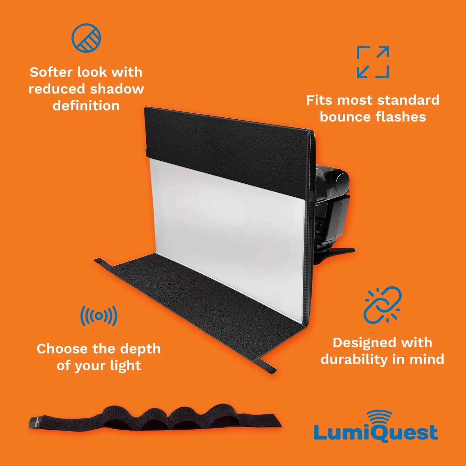 نرم کننده نور فلاش دو در یک LumiQuest مدل SoftBox و StripBox، طراحی کلاسیک جهانی برای فلاش های اکسترنال با UltraStrap