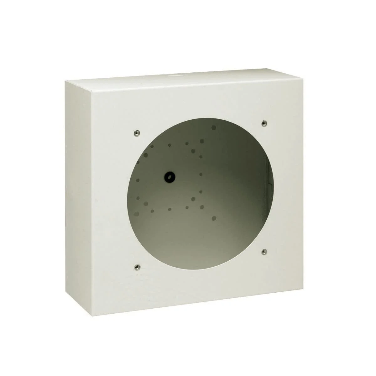 محفظه فولادی لوول مدل LUH-Box-INT برای یونی هورن، نصب سطحی؛ 10.5 اینچ مربع در 4 اینچ عمق؛ جنس: فولاد نورد سرد گیج 20 با درزهای جوش داده شده؛ پوشش اپوکسی پودری خاکستری شبکه