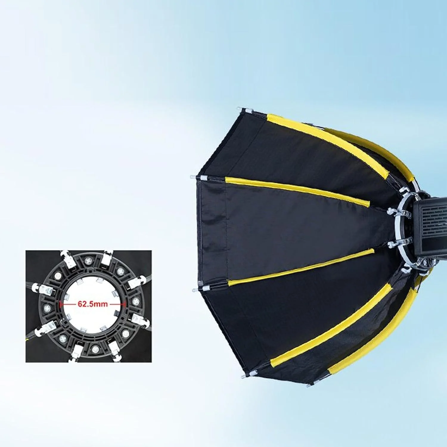 سافت باکس کوچک، سافت باکس هشت ضلعی تاشو سریع 50 سانتی متری با 2 لایه دیفیوزر و گرید برای عکاسی، سازگار با مانت، ایده آل برای پرتره، عکاسی زیبایی و مد