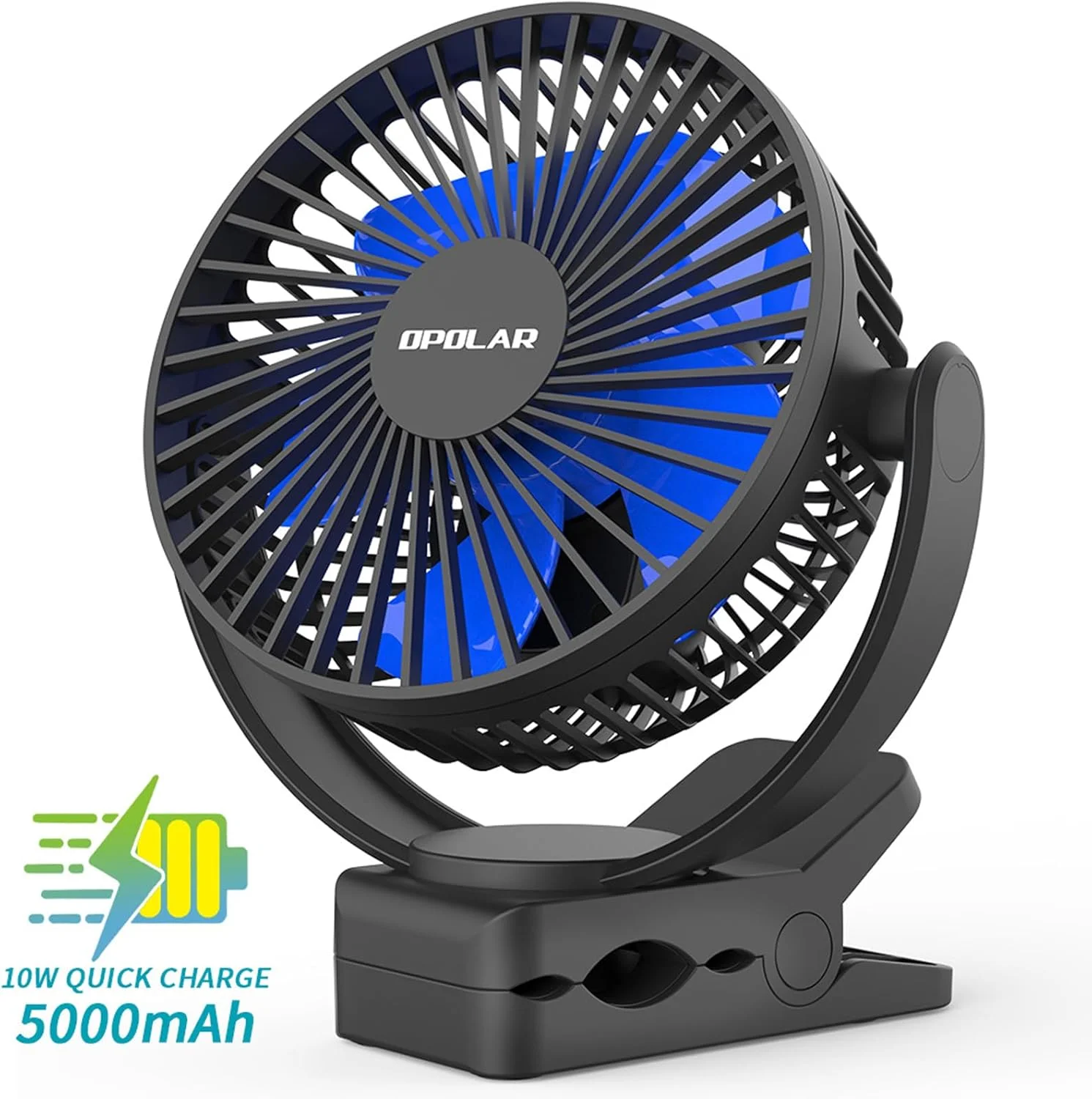 پنکه کالسکه Labymos، پنکه گیره ای قابل حمل 5000 میلی آمپر ساعتی، پنکه خنک کننده شخصی 8 اینچی (تا 24 ساعت استفاده)، پنکه رومیزی با باتری، پنکه سریع 4 سرعته برای فضای باز، پنکه USB برای اتاق خواب، دفتر، کمپینگ