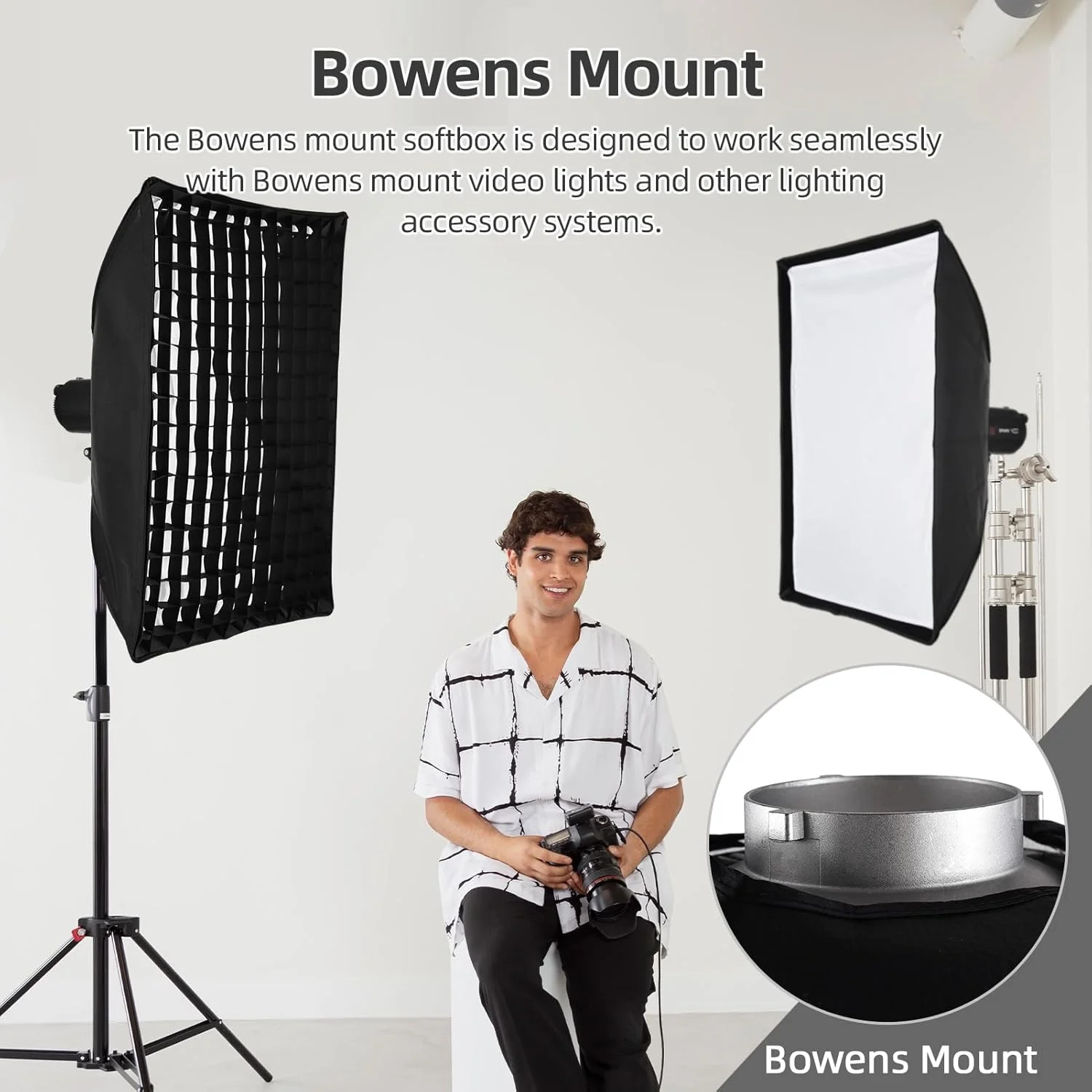 لابیموس سافت باکس مستطیلی 60 * 90 سانتی متر با نصب بوئنز به همراه گرید، پارچه نرم و کیف حمل برای نورپردازی استودیویی عکاسی محصول و پخش زنده