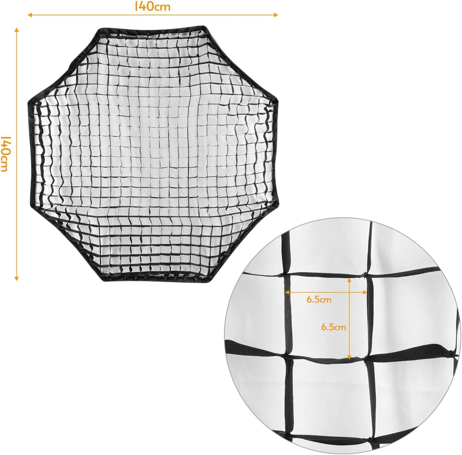 لابیموس گرید لانه زنبوری مشکی سافت باکس هشت ضلعی 140 سانتی متری / 55 اینچی برای عکاسی، رفلکتور سافت باکس، مناسب برای عکاسی پرتره و محصولات