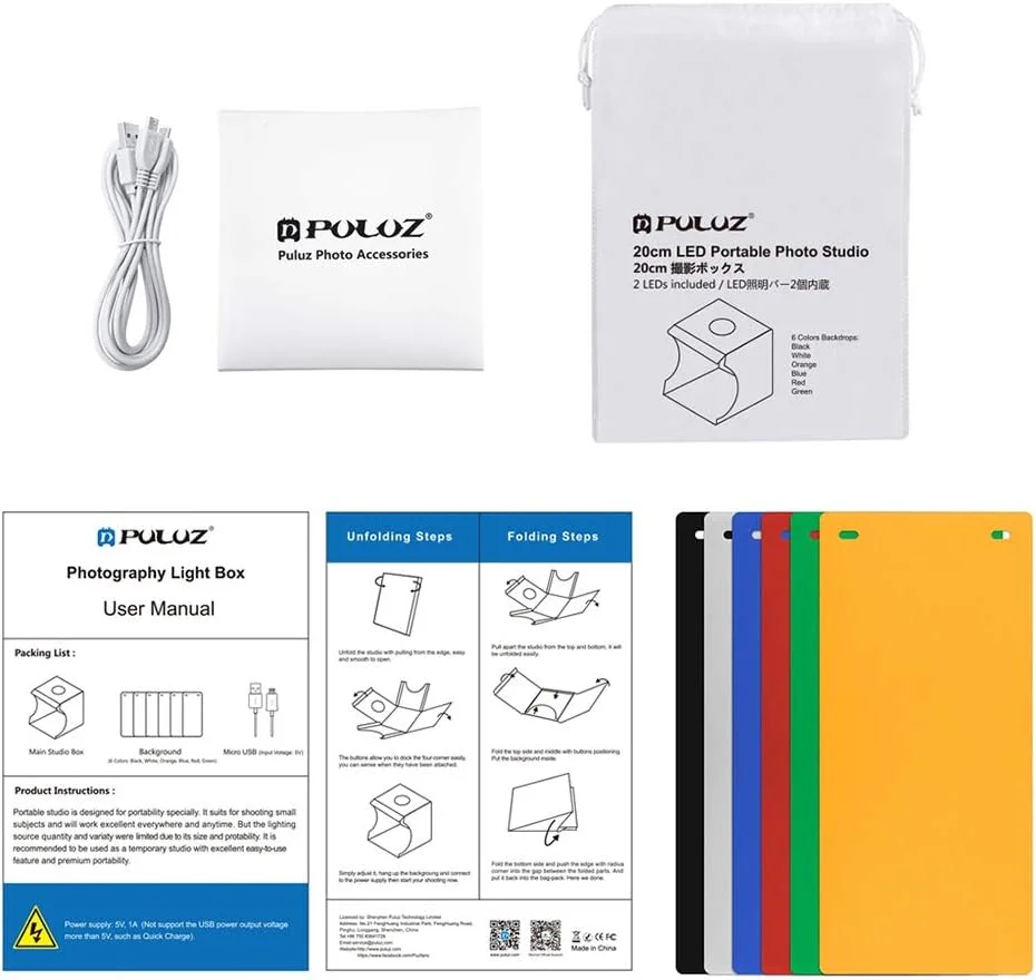 لایت باکس تاشو کوچک Labymos با نور دوگانه، اتاق نور با 40 عدد LED، سافت باکس نورپردازی عکاسی، پس زمینه غرفه، جعبه مکعبی USB، جعبه نور استودیویی