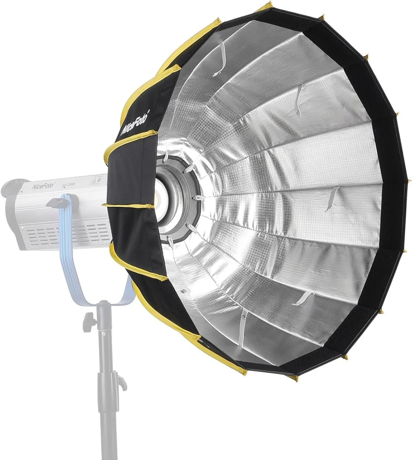 لابیموس سافت باکس شش ضلعی قابل حمل 60 سانتی متری با نصب سریع به همراه پارچه نرم و نوار گرید، طراحی چتری بازتابنده نقره ای برای نور فلاش استودیویی عکاسی