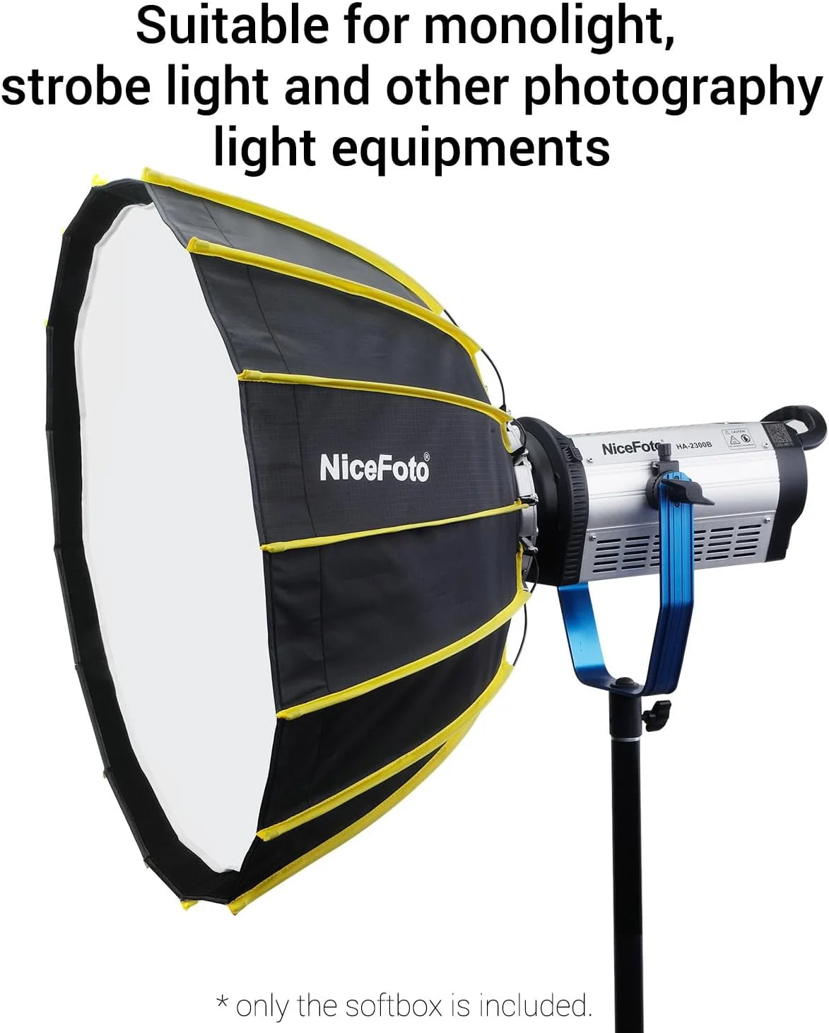 لابیموس سافت باکس شش ضلعی قابل حمل 60 سانتی متری با نصب سریع، پارچه نرم و طراحی چتری نوار گرید، بازتابنده نقره ای برای لوازم جانبی نور فلاش استودیویی اسپیدلایت