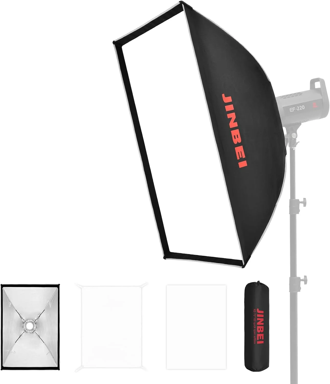 سافت باکس مستطیلی با نصب سریع جینبی به همراه گرید و مانت بوئنز، 60x90 سانتی متر