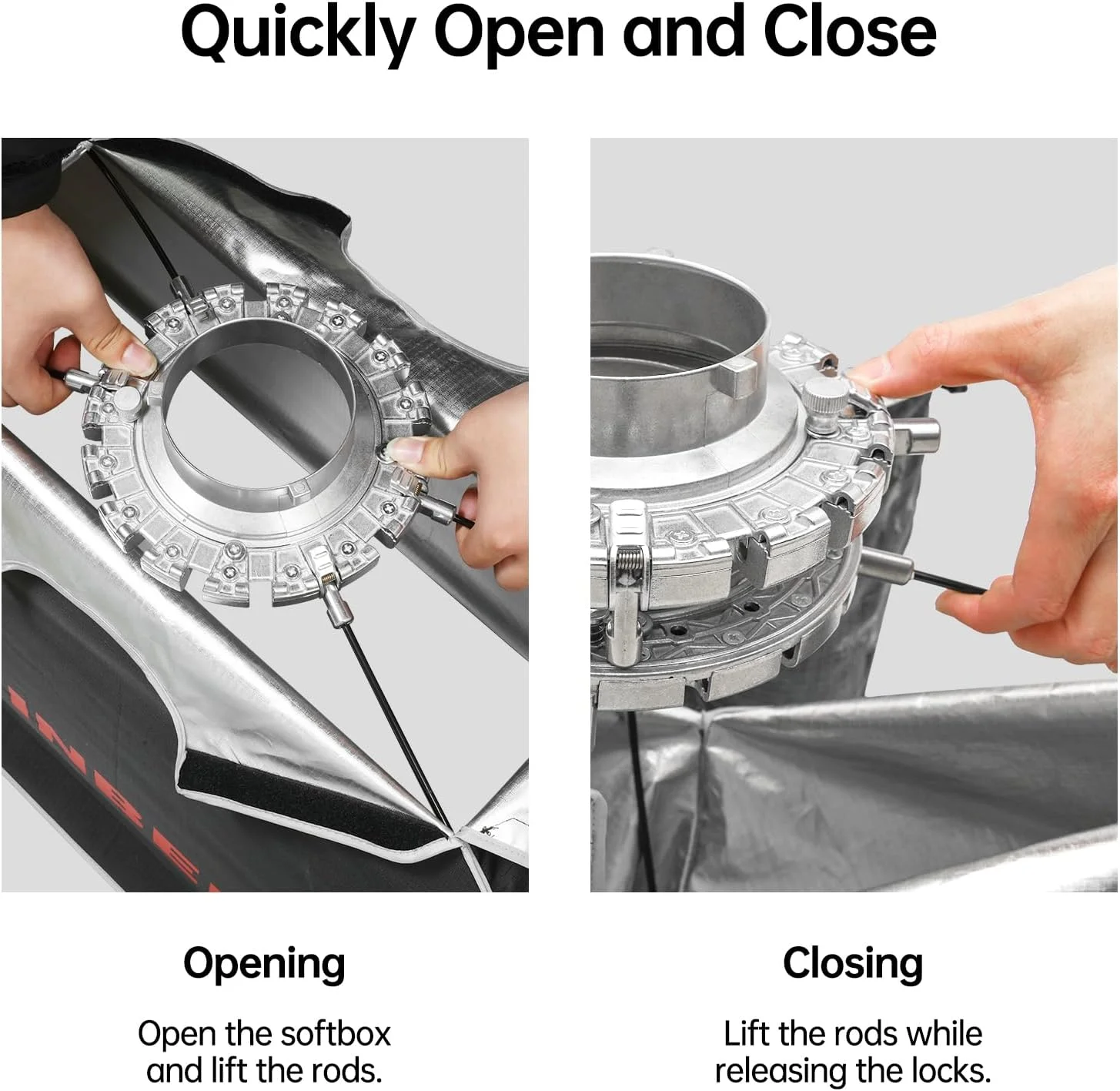 سافت باکس مستطیلی با نصب سریع جینبی به همراه گرید و مانت بوئنز، 60x90 سانتی متر