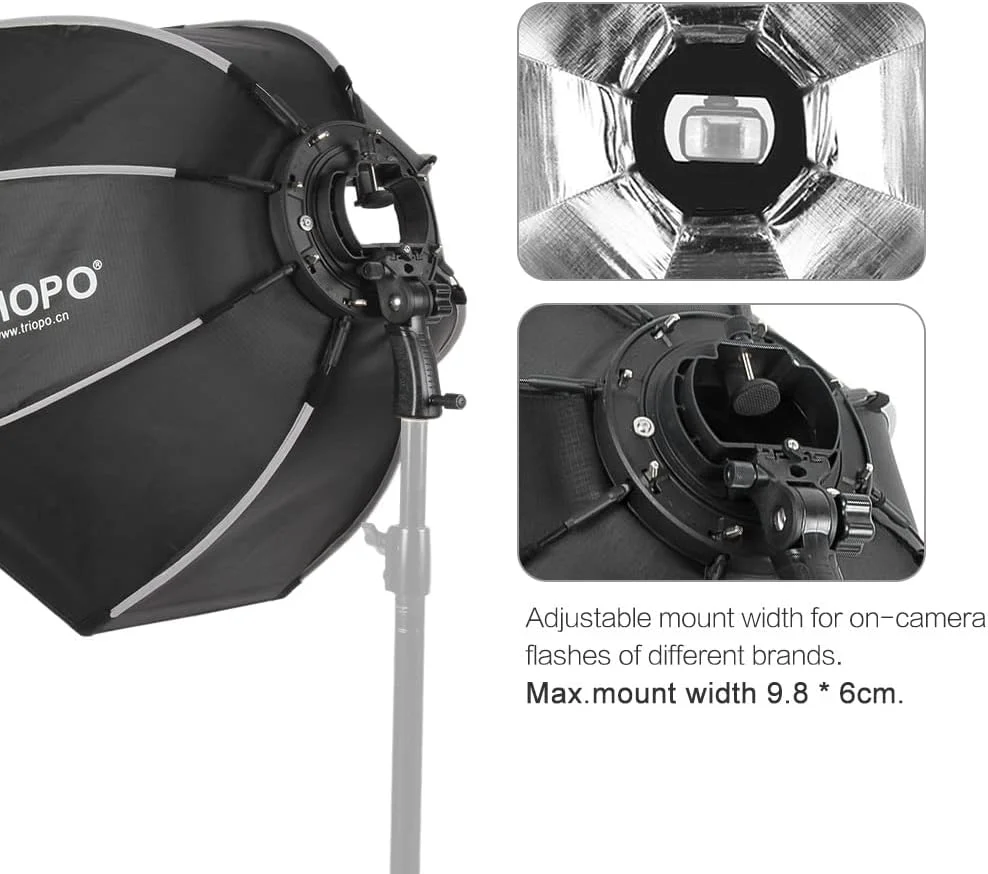 جعبه نور هشت ضلعی تاشو 65 سانتی متری Joleritc با پارچه نرم و دسته برای فلاش های روی دوربین