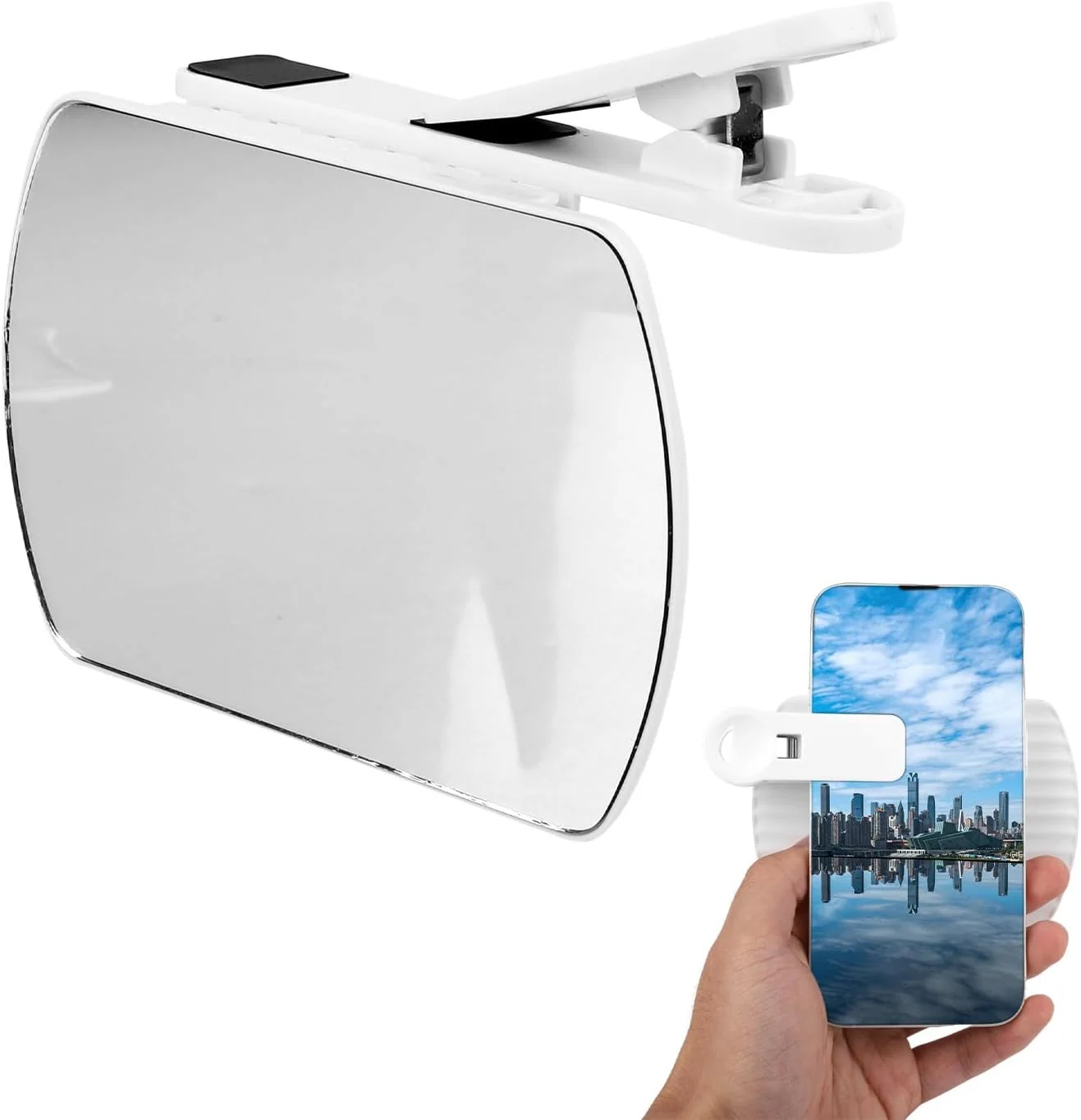 بازتابنده دوربین تلفن، گیره بازتاب آینه دوربین گوشی هوشمند قابل تنظیم 110 درجه با جعبه نگهداری و پارچه تمیز کننده برای همه دوربین های تلفن همراه