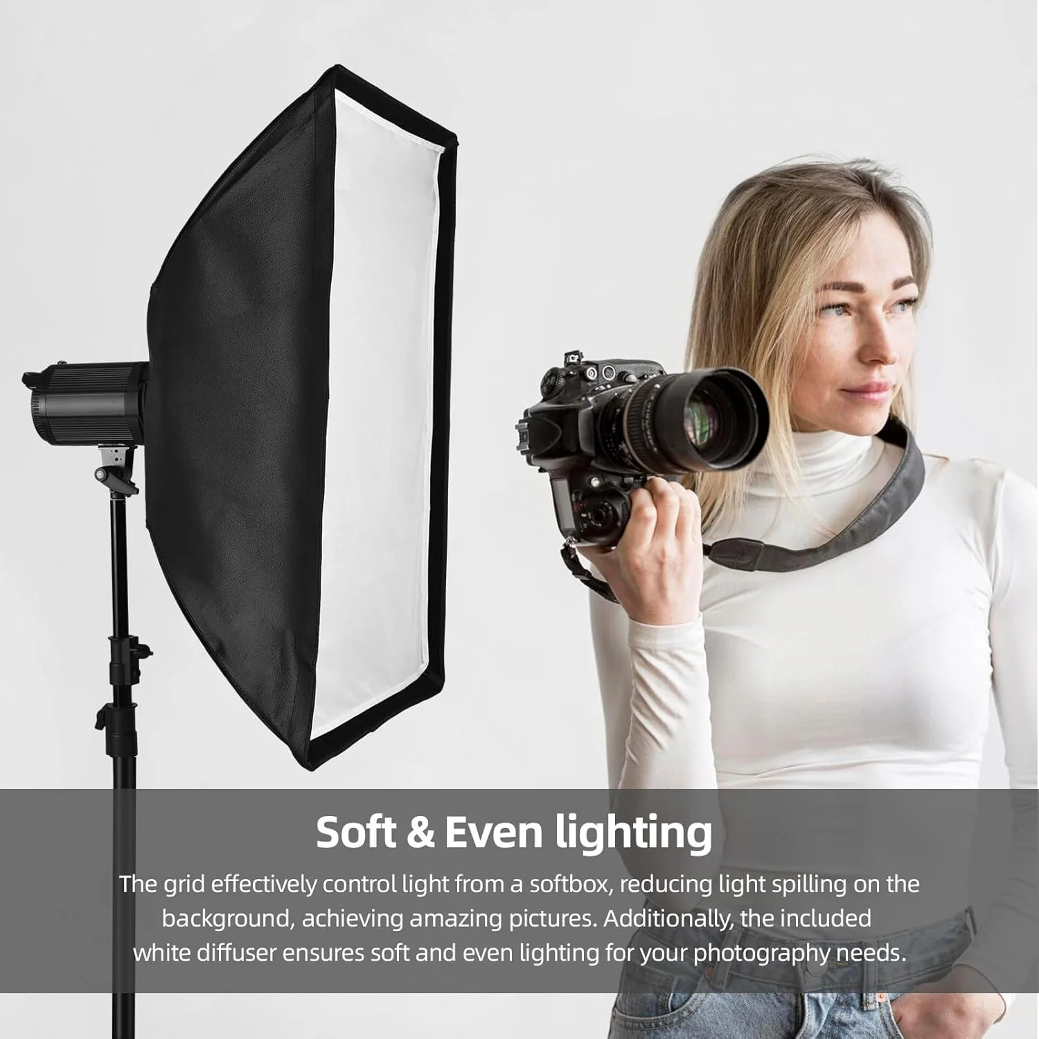 نرم باکس مستطیلی 60 * 90 سانتی متری Irovami با اتصال بوئنز، پارچه نرم و کیف نگهداری، مناسب برای نورپردازی استودیویی عکاسی محصول و پخش زنده