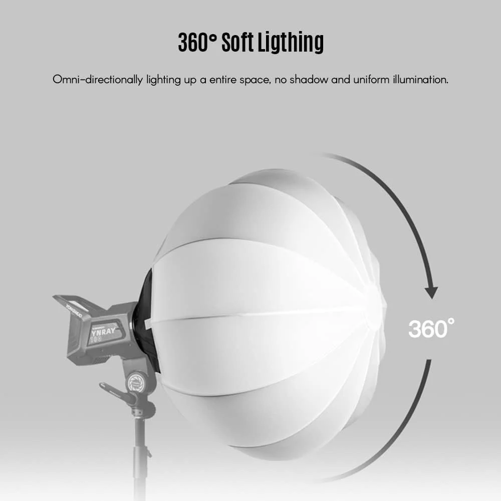 نرم باکس کروی تاشو Irovami YN85Q با قطر 85 سانتی متر، نصب سریع، مانت بوئنز، مناسب نورپردازی استودیویی عکاسی و فیلمبرداری به همراه کیف حمل