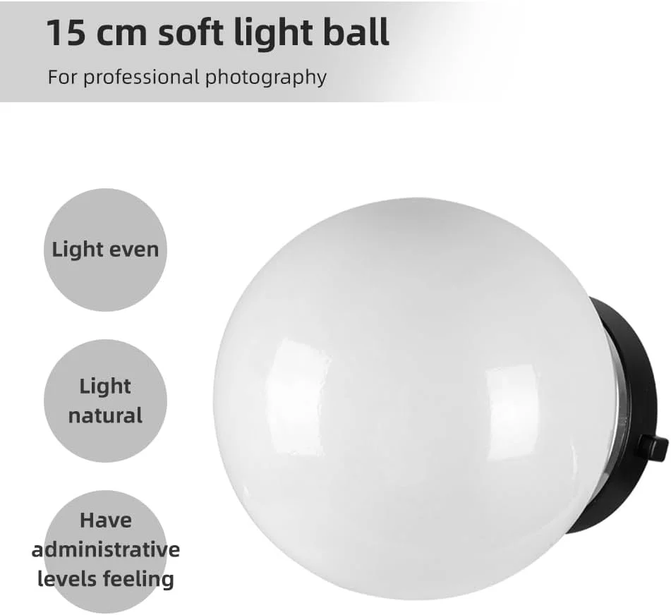 گوی نور ملایم عکاسی ایرومی 15 سانتی‌متری / 6 اینچی، گوی نور فلاش نیمه‌شفاف با مانت بوئنز برای لوازم جانبی عکاسی پرتره هنری تبلیغاتی