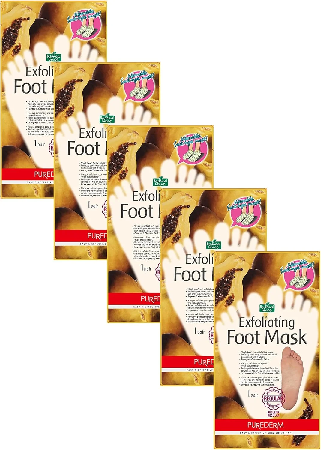 ماسک لایه بردار پا Purederm برای از بین بردن پینه و پوست مرده در 2 هفته، 5 بسته، 5 بار استفاده، معمولی، سفید مایل به کرم، 23.11 X 13.21 X 2.54 سانتی متر ماسک لایه بردار پا Purederm برای از بین بردن پینه و پوست مرده در 2 هفته، 5 بسته، 5 بار استفاده، معمولی، سفید مایل به کرم، 23.11 X 13.21 X 2.54 سانتی متر