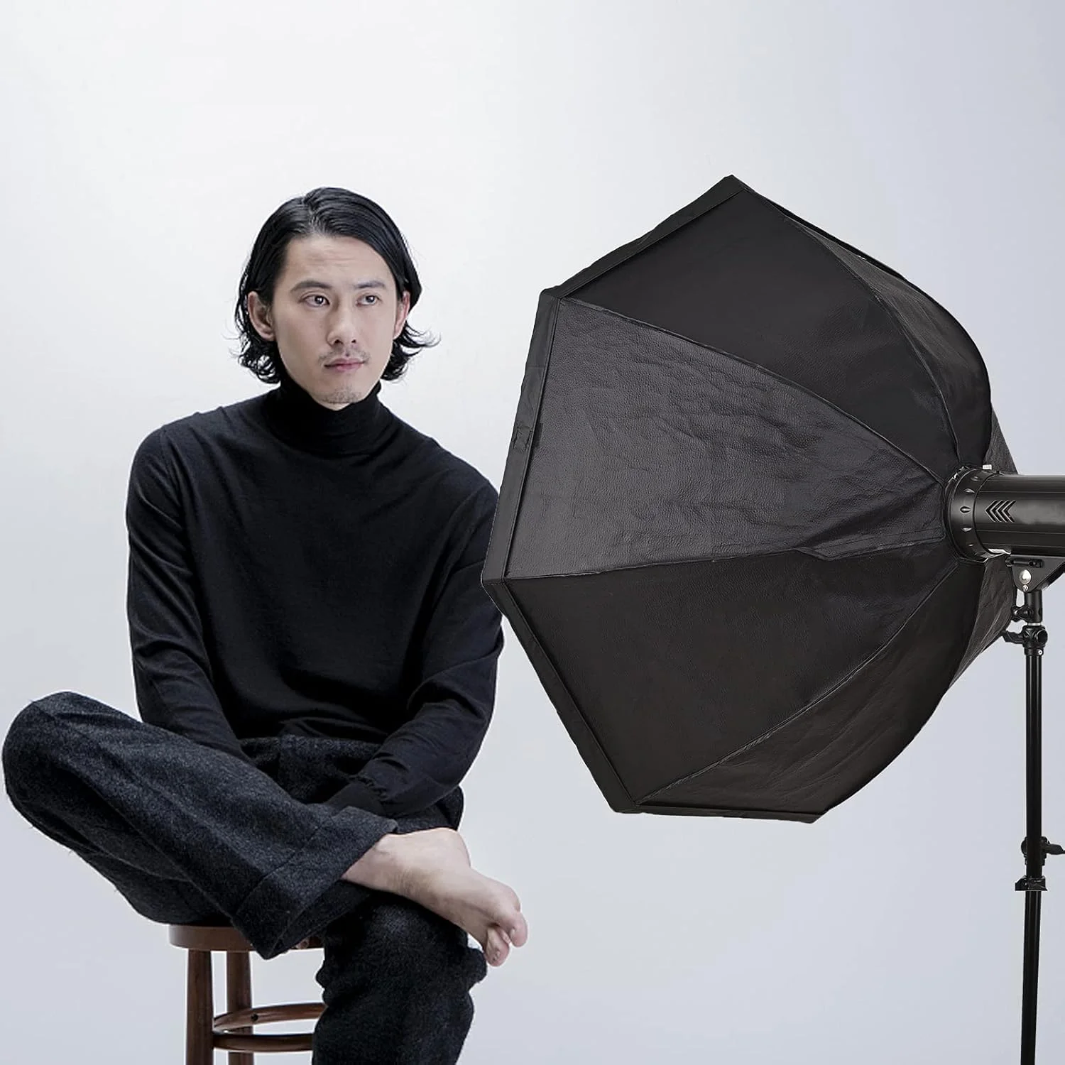 سافت باکس هشت ضلعی 95 سانتی متری Irovami، سافت باکس عکاسی حرفه ای تاشو قابل حمل با مانت بوئنز و کیف نگهداری برای پرتره، پخش زنده و ویدیو