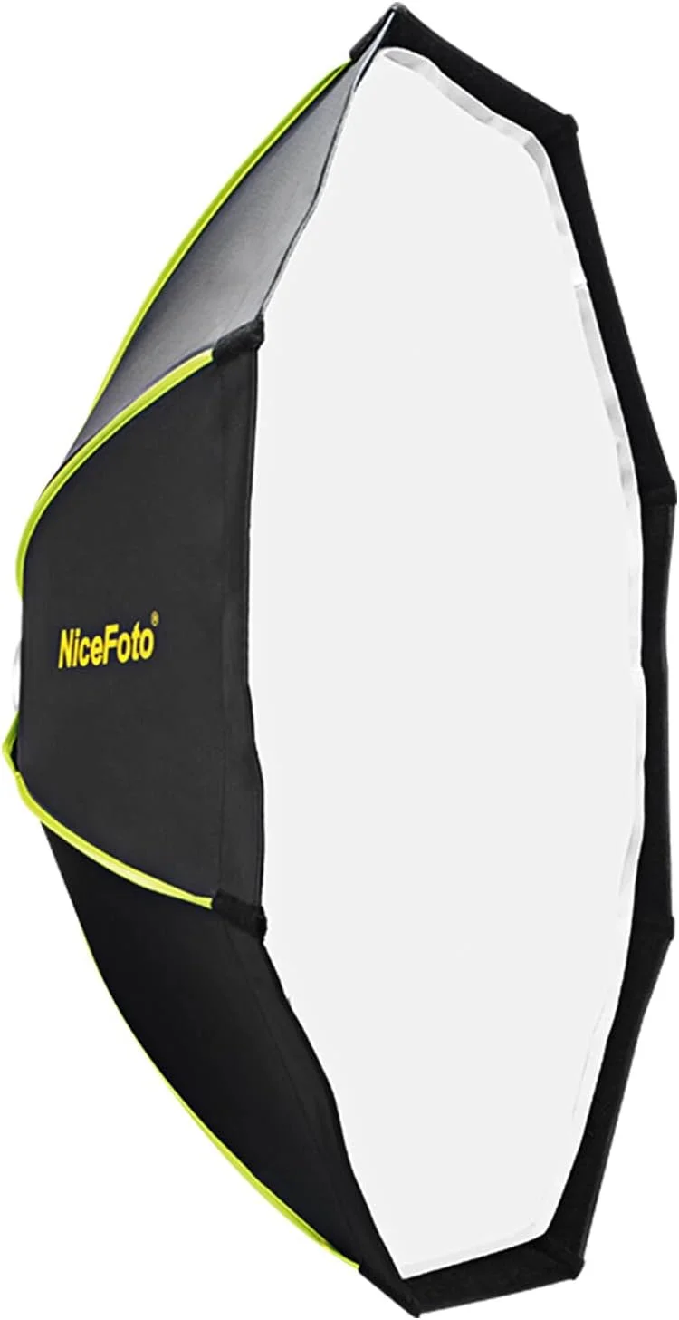 نرم باکس هشت ضلعی قابل حمل 100 سانتی متری با مانت بوئنز، به همراه گرید لانه زنبوری جداشدنی و کیف حمل، مناسب برای نورهای استودیویی، فلاش های اسپیدلایت، نورهای ویدئویی، عکاسی پرتره و عکاسی از محصول