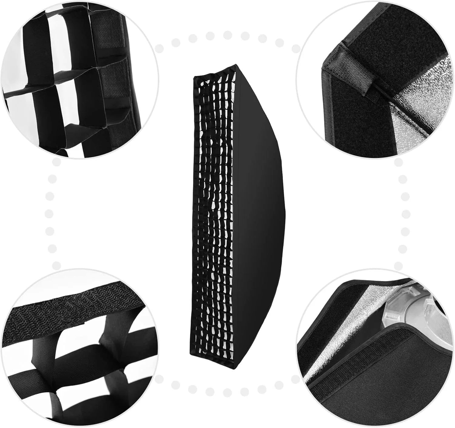 نرم باکس نواری قابل حمل عکاسی ایرومی 35 * 160 سانتی متر با مانت بوئنز، گرید لانه زنبوری جداشدنی و کیف حمل برای نورهای استودیویی، نور ویدیویی، عکاسی پرتره و محصول