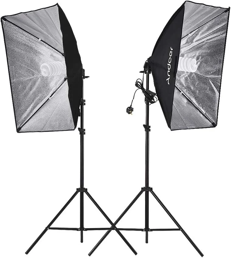 کیت نورپردازی سافت باکس استودیوی عکاسی Irovami، تجهیزات عکس و فیلم، 2 عدد لامپ 135 وات، 2 عدد پایه نور، 2 عدد سافت باکس، 1 عدد رفلکتور عکاسی 5 در 1 با قطر 60 سانتی متر، 1 عدد کیف حمل برای پرتره و عروسی