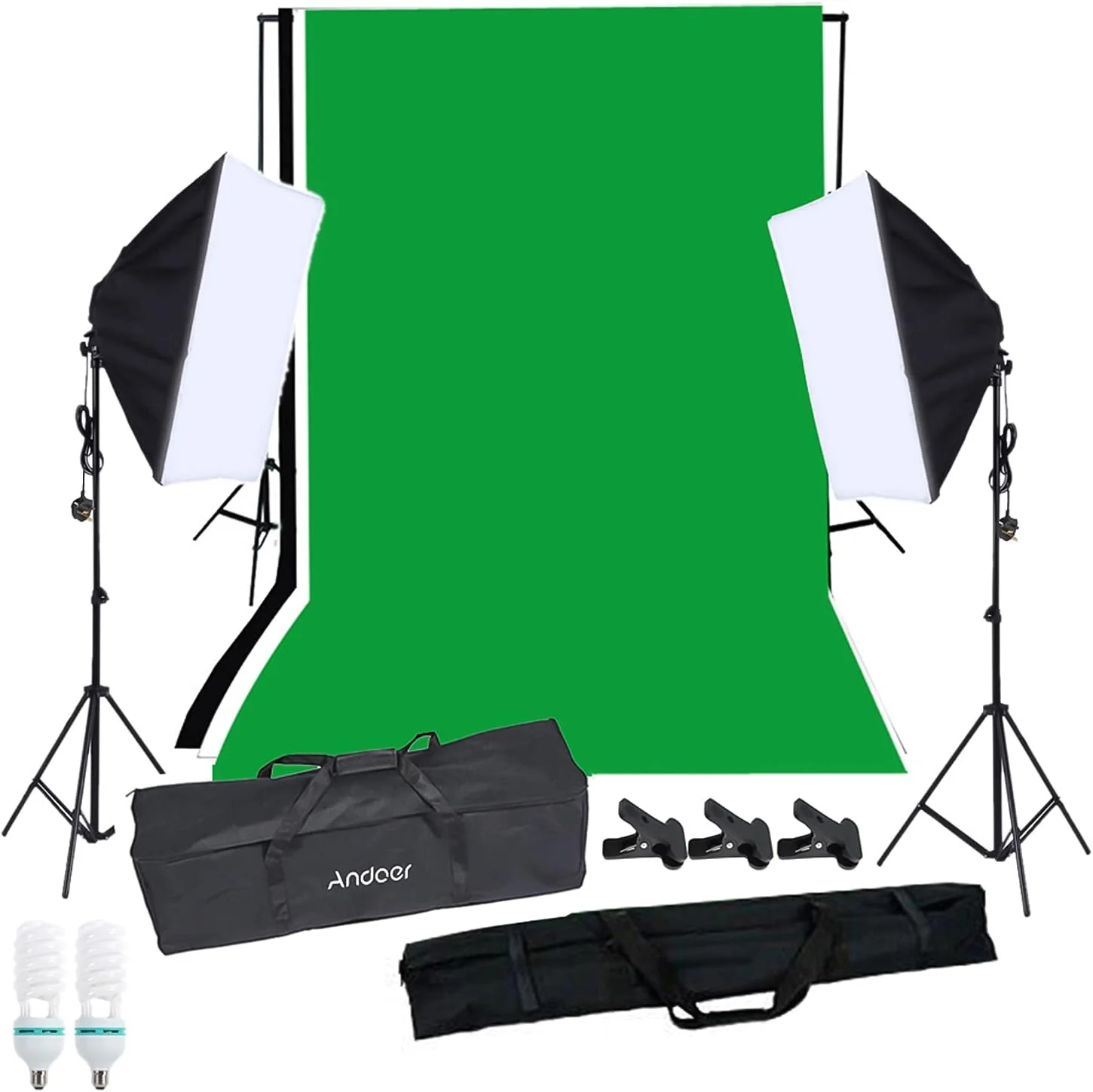 کیت نورپردازی سافت باکس عکاسی Irovami با پس زمینه استودیویی، مناسب برای عکاسی پرتره و محصول، به همراه چادر نور (2 عدد لامپ 125 واتی + 2 عدد سافت باکس با سرپیچ تک لامپ + 3 عدد پس زمینه)