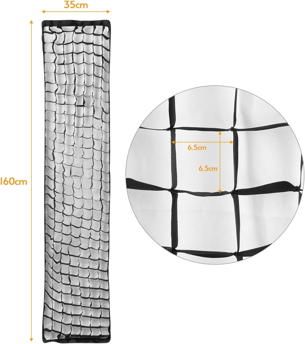 Irovami سافت باکس نواری 35 * 160 سانتی متر / 14 * 63 اینچ با شبکه لانه زنبوری مشکی، رفلکتور سافت باکس برای عکاسی پرتره و محصولات