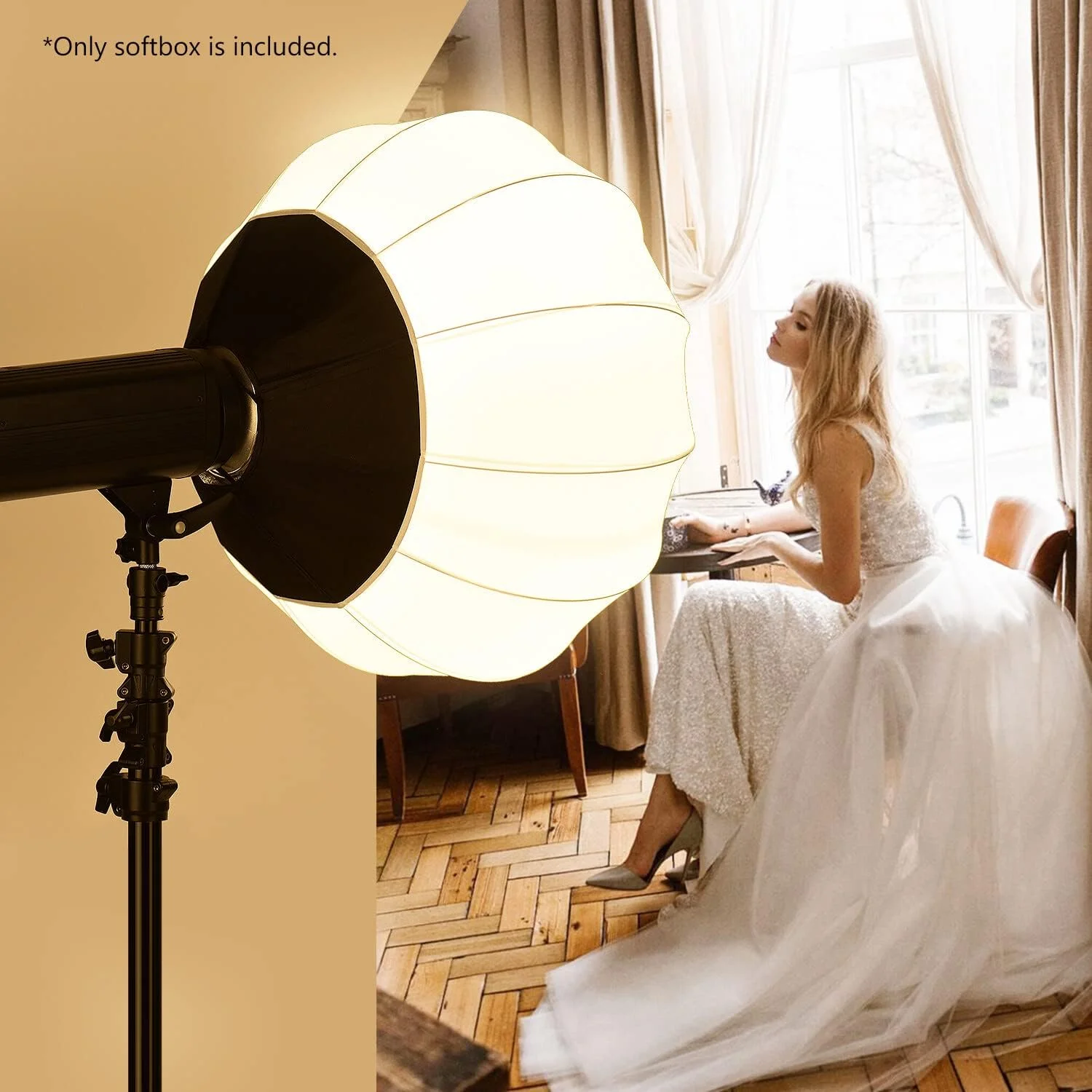 نرم باکس تاشو مدل فانوسی Irovami با قطر 85 سانتی متر، اصلاح کننده نور کروی شکل برای نورپردازی استودیویی، فلاش اسپیدلایت، نور فلاش استروب و لوازم جانبی نورپردازی عکاسی