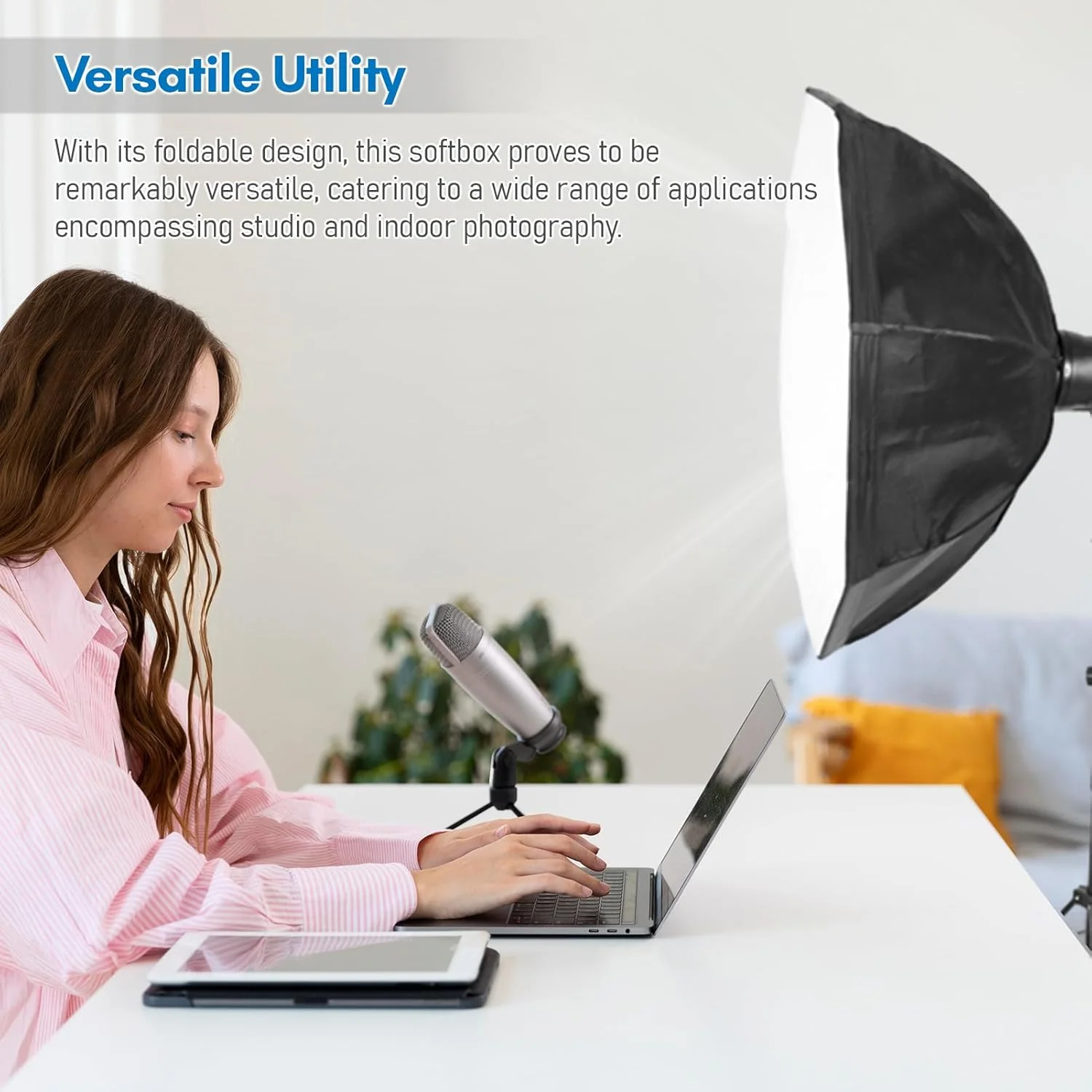 Irovami سافت باکس هشت ضلعی تاشو 120 سانتی متری با مانت بوئنز، 8 میله نگهدارنده، پارچه نرم کننده و کیف حمل برای نور فلاش استودیویی