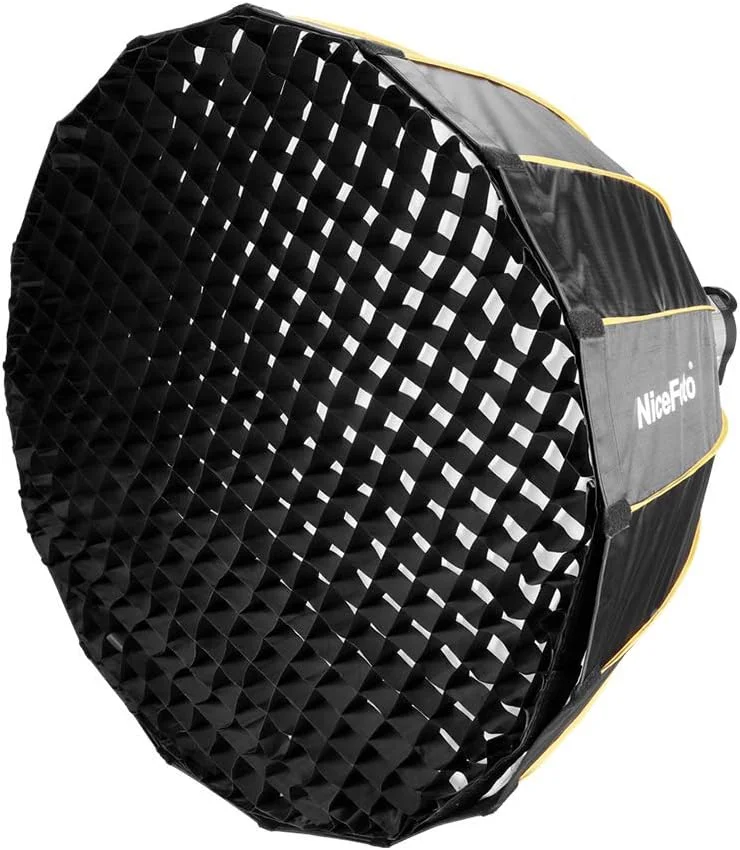 سافت باکس چتری سهمی عمیق تاشو با نصب سریع Irfora LED-¦µ90cm به همراه گرید و کیف حمل، قطر 90 سانتی متر / 35 اینچ، مناسب برای نورهای LED و فلاش با مانت بوئنز Aputure 120D 120D II