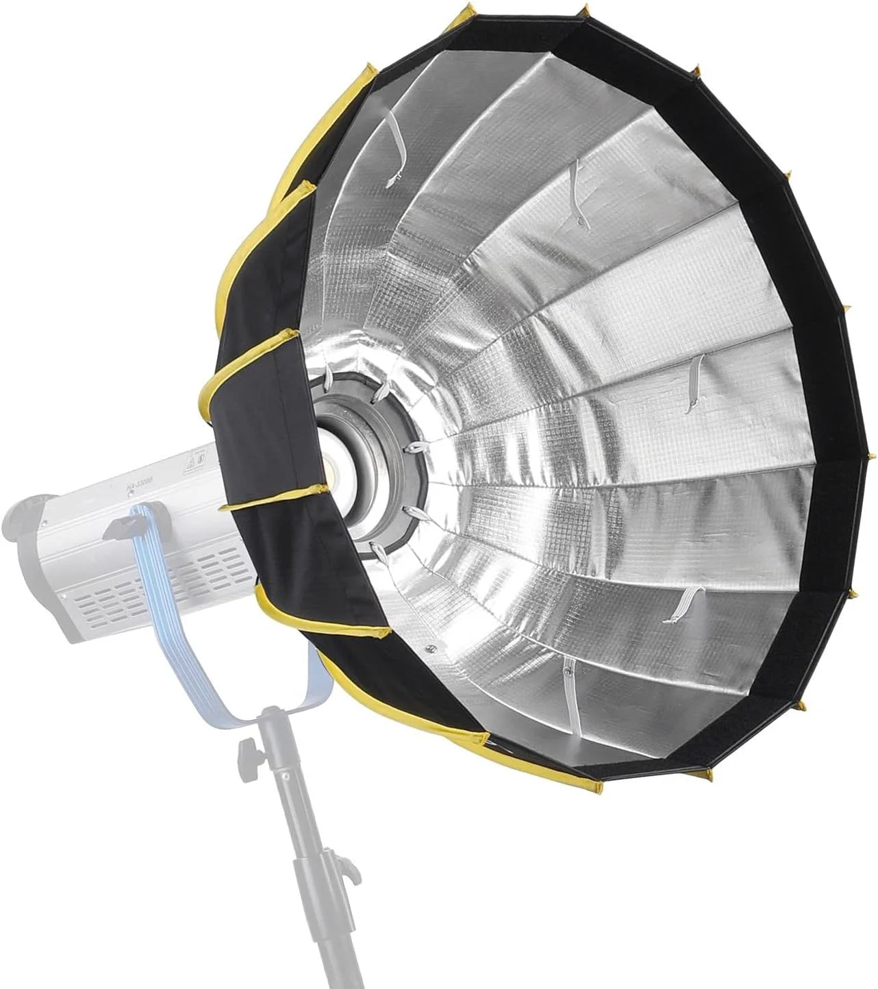 سافت باکس 60 سانتی متری تاشو با نصب سریع، سافت باکس شش ضلعی به همراه پارچه پخش کننده نور و گرید استریپ، طراحی چتر، رفلکتور نقره ای، مناسب برای فلاش استودیویی
