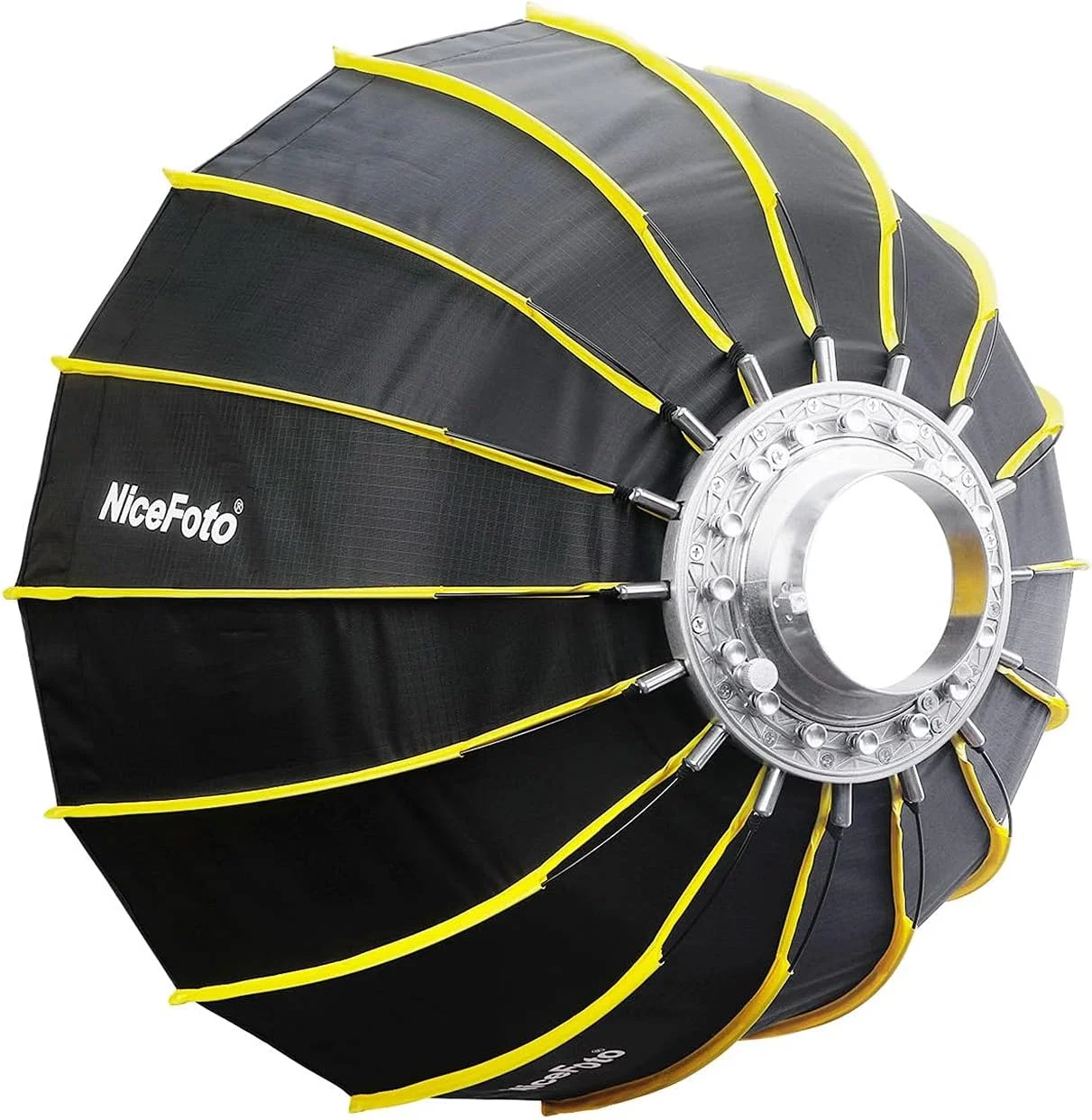 لایت باکس تاشو شش ضلعی 60 سانتی متری با نصب سریع، پارچه نرم و طراحی چتری با نوار شبکه ای، بازتابنده نقره ای برای فلاش استودیویی