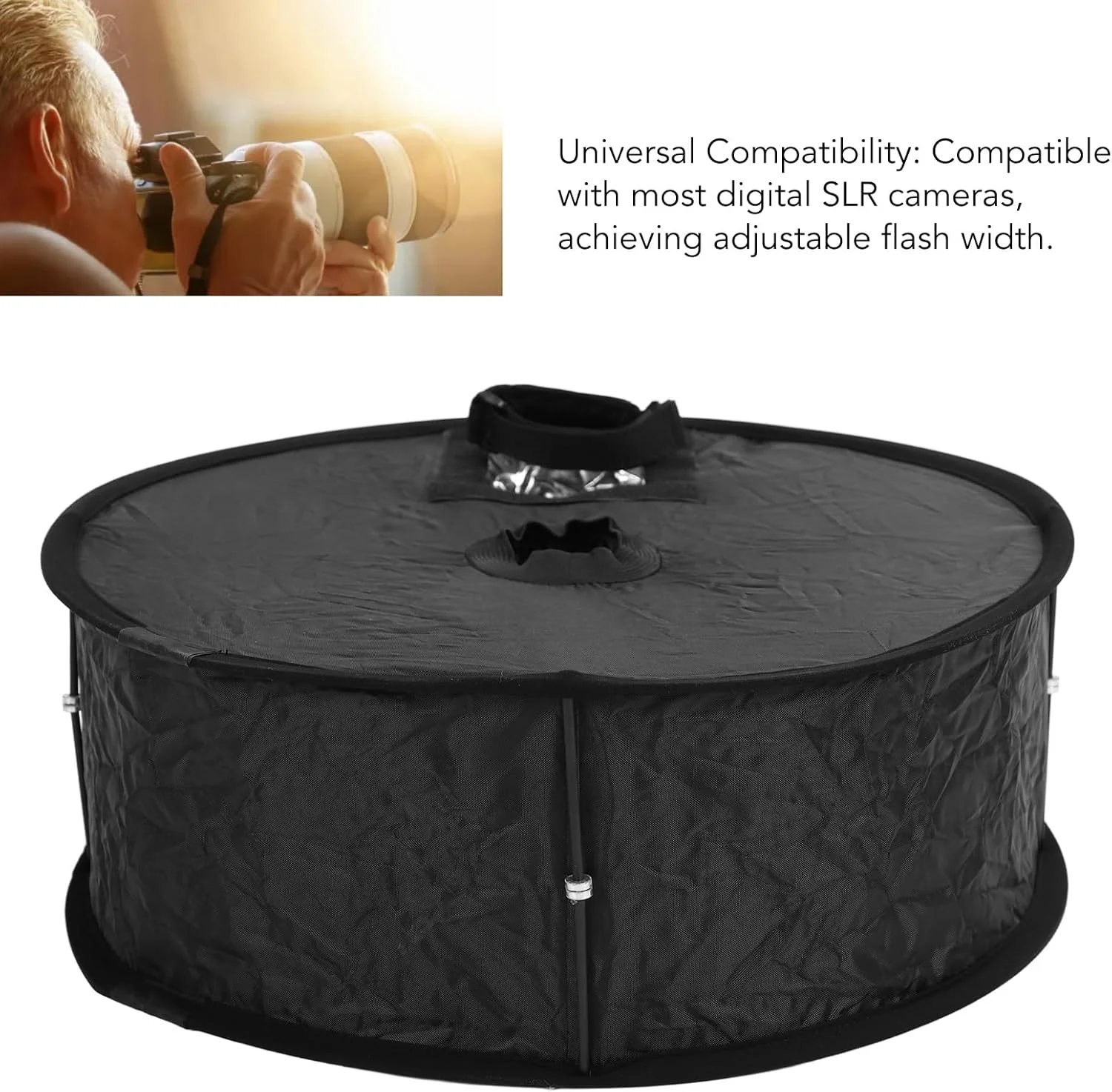 نرم‌باکس فلاش حلقوی Heayzoki، دیفیوزر فلاش نور، دیفیوزر فلاش تاشو قابل حمل 17 اینچی با کیف حمل، تجهیزات عکس برای استودیو، ویدئو، پرتره