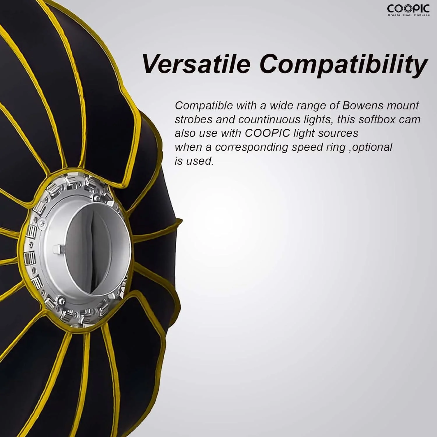 سافت باکس پارابولیک عمیق قابل حمل شش ضلعی با رفلکتور نقره ای طرح چتر لانه زنبوری و پارچه نرم برای نورپردازی استودیویی فلاش اسپیدلایت، 120 سانتی متر (CS-120)