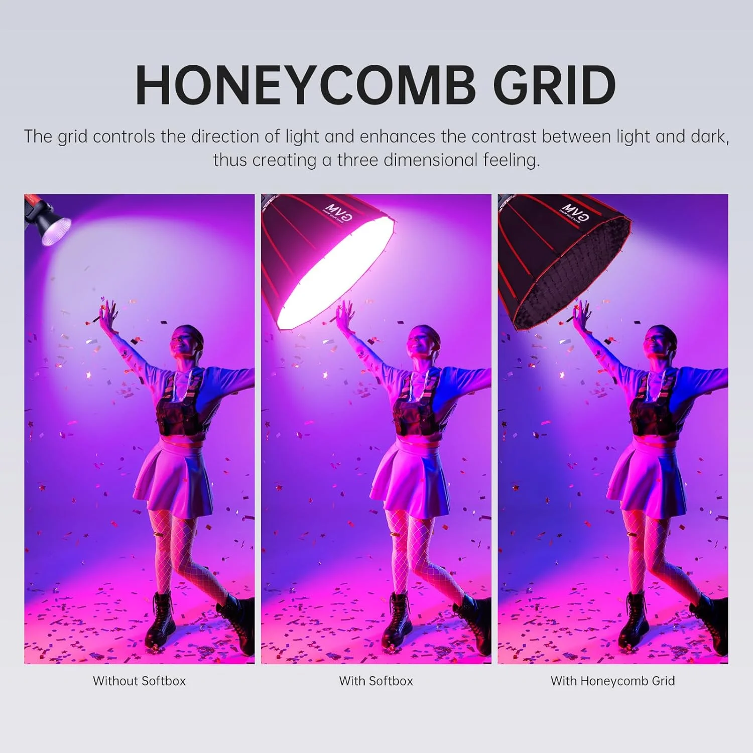 کیت نور ویدئویی RGB 300 وات GVM با سافت باکس سهموی و پایه، نورپردازی عکاسی برای استودیو دوربین با مانت بوون، نور فیلم COB با APP&DMX، آلیاژ آلومینیوم، 2000-10000K، CRI 97+ کیت نور ویدئویی RGB 300 وات GVM با سافت باکس سهموی و پایه، نورپردازی عکاسی برای استودیو دوربین با مانت بوون، نور فیلم COB با APP&DMX، آلیاژ آلومینیوم، 2000-10000K، CRI 97+