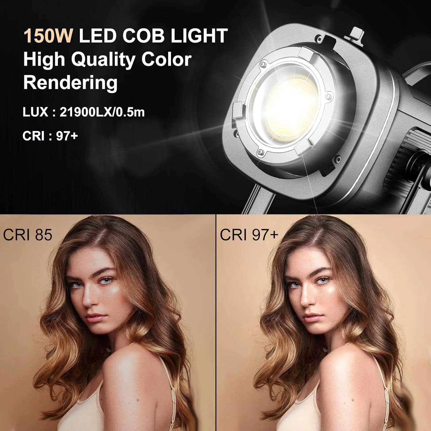 نور ویدئویی ال ای دی GVM با سافت باکس فانوسی، نور مداوم استودیویی 150 واتی Bowens دو رنگ با کنترل از راه دور برنامه، نور عکس COB KED 5910lux/1m 2700K-7500K 8 صحنه برای عکاسی پرتره ویدئویی