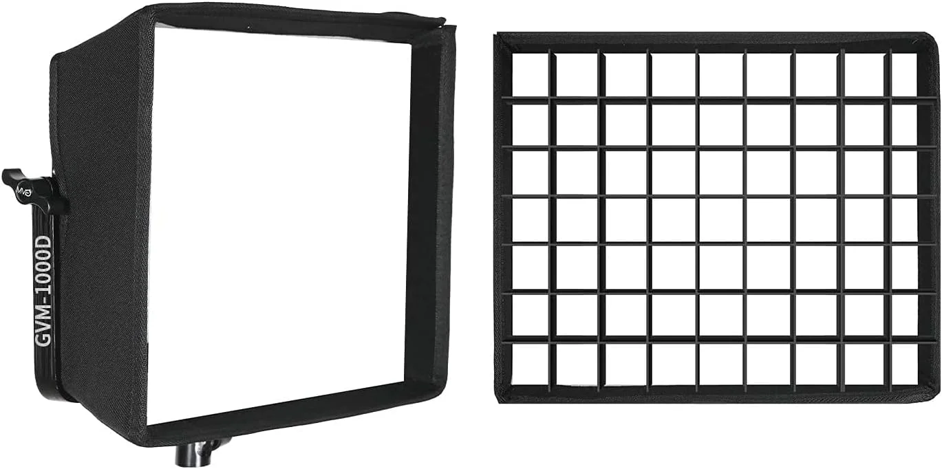 نرم باکس تاشو GVM Great Video Maker به همراه گرید لانه زنبوری برای نور LED RGB 1000D، مناسب برای نورپردازی استودیویی، عکاسی پرتره، نورپردازی و پنل LED 11.8"x9.8"