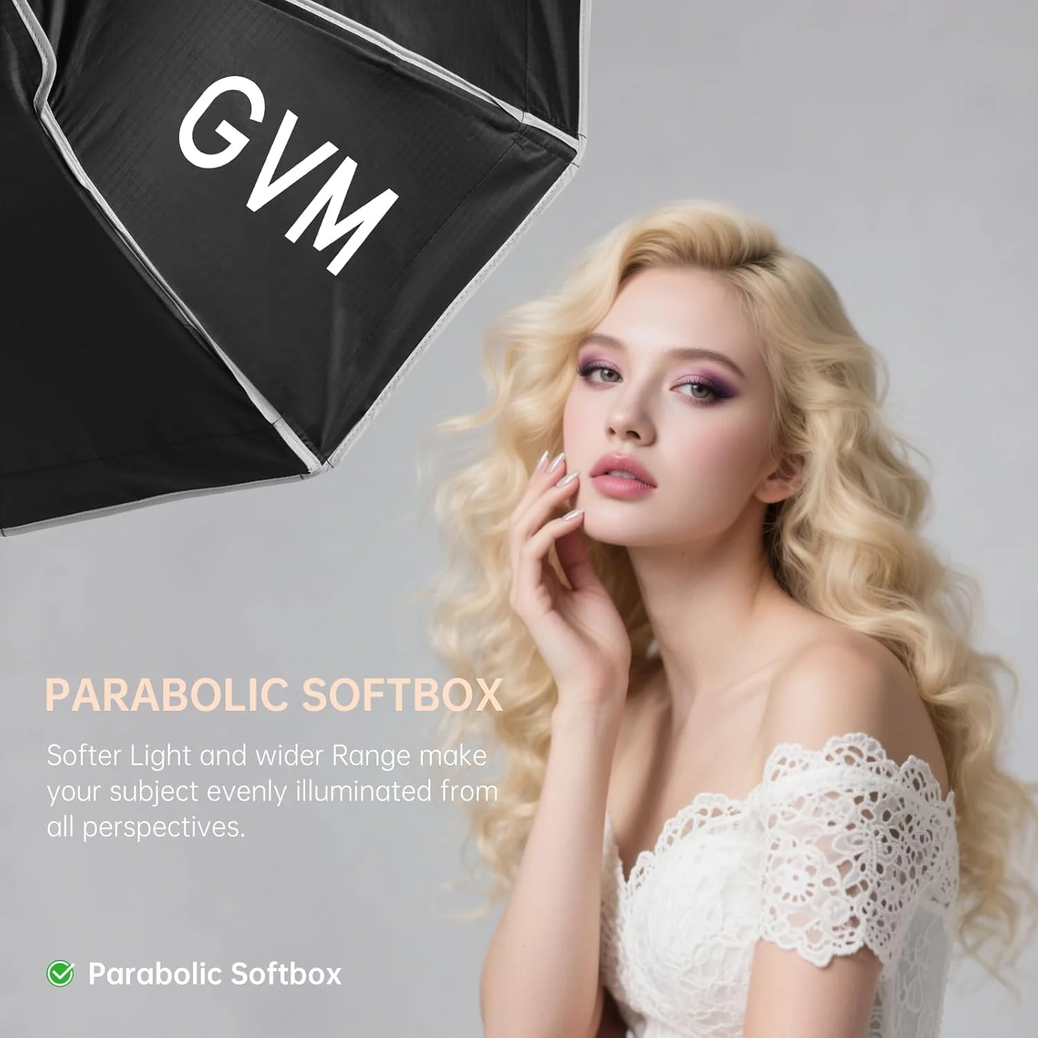 نرم باکس نورپردازی GVM Great Video Maker با مانت بوئنز به همراه گرید لانه زنبوری، سافت باکس چتری تاشو با کیف حمل برای فلاش اسپیدلایت عکاسی استودیویی