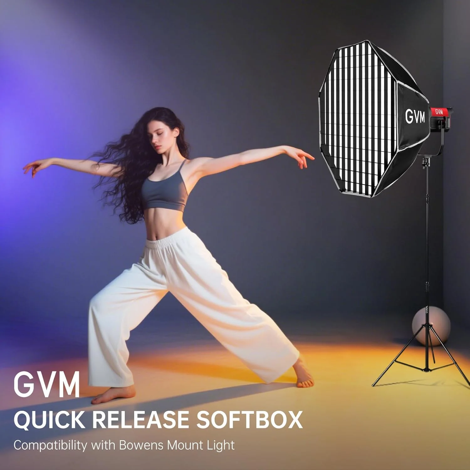 نرم باکس نورپردازی GVM Great Video Maker با مانت بوئنز به همراه گرید لانه زنبوری، سافت باکس چتری تاشو با کیف حمل برای فلاش اسپیدلایت عکاسی استودیویی